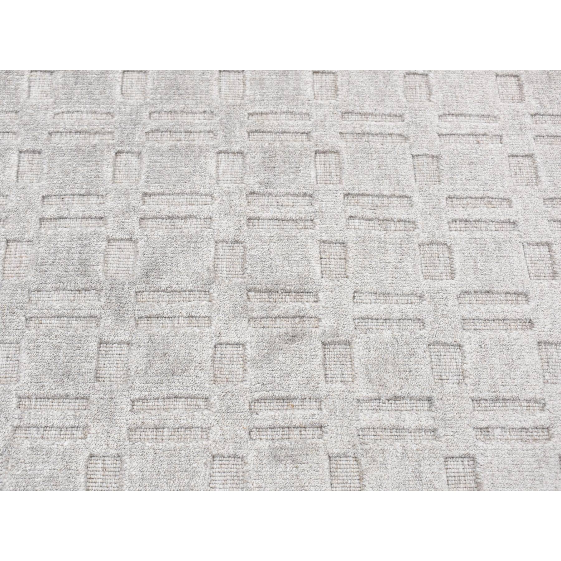2'x3' Spanish Gray, Hand Loomed, Tone on Tone Design, Pure Wool, Sample Oriental Rug Sh87823