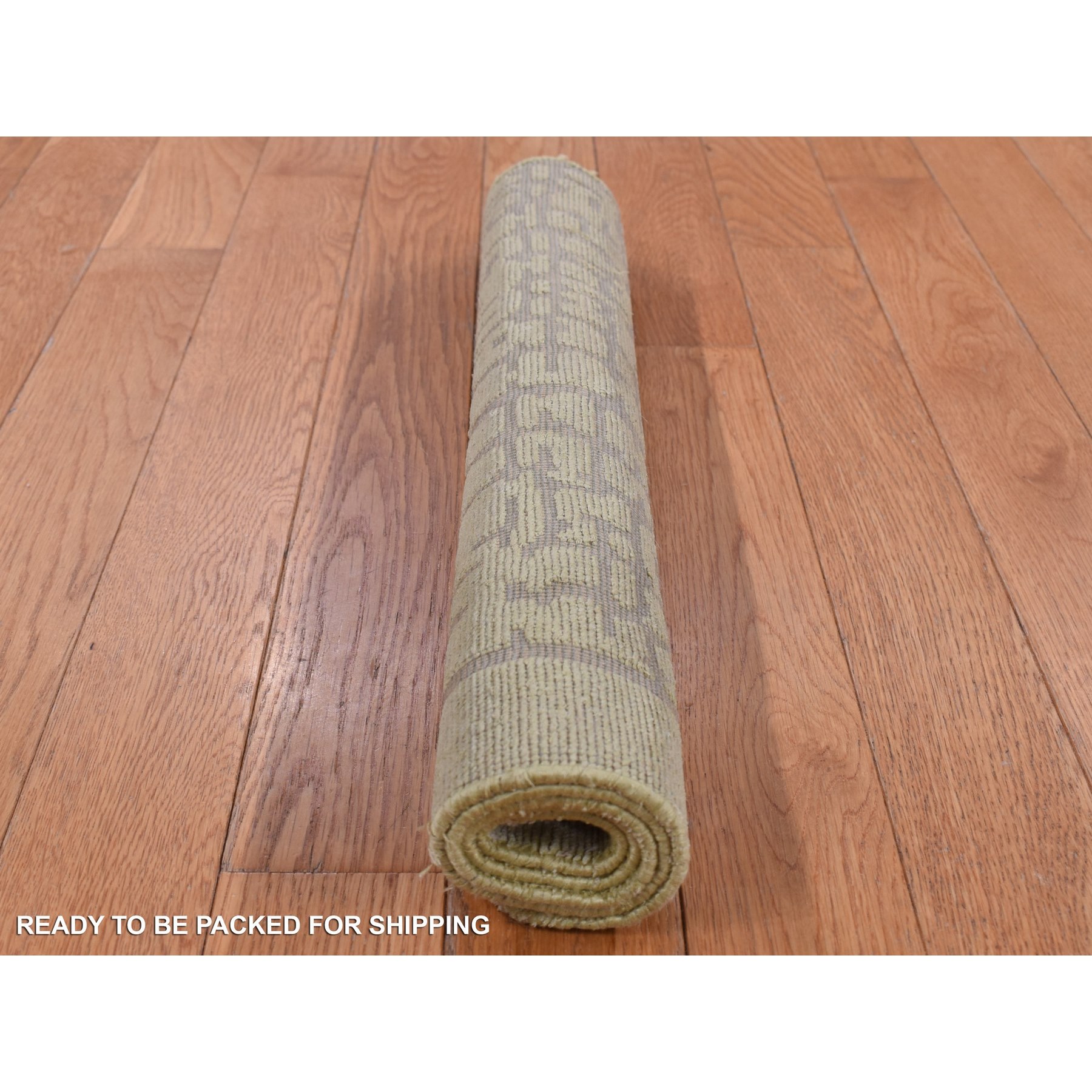 2'x3' Vanilla White, Modern Design, Raised Pile, Hand Knotted, 100% Wool, Sample Oriental Rug Sh87829