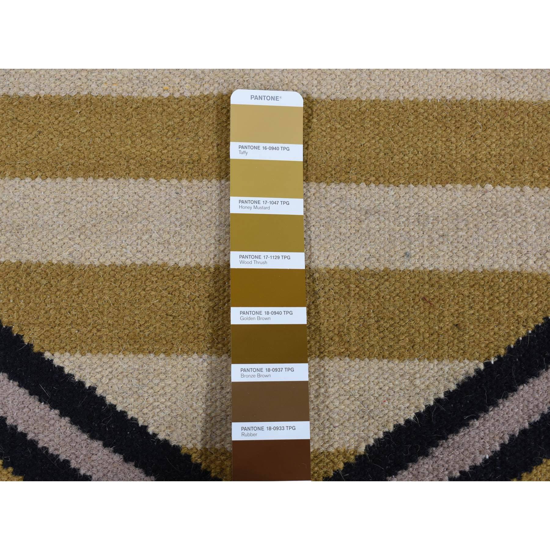 3'2"x5' Cream Color, Navajo Striped Design, Flat Weave, Hand Woven, Oriental Rug Sh87831