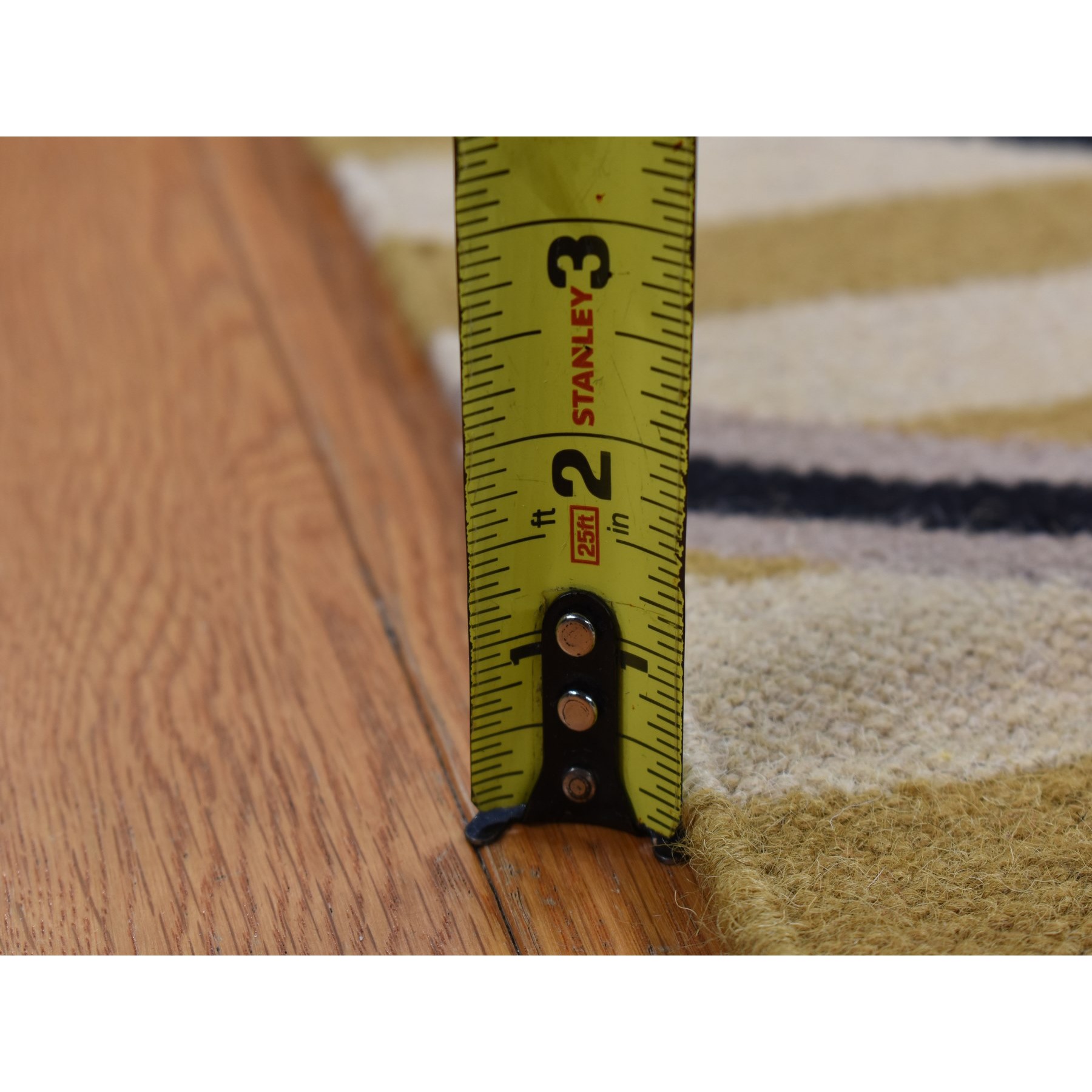 3'2"x5' Cream Color, Navajo Striped Design, Flat Weave, Hand Woven, Oriental Rug Sh87831