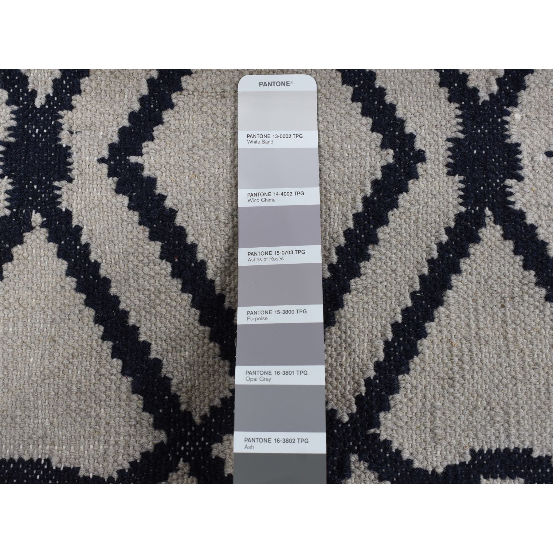 2'9''x6' Goose Gray, Wool, Flat Weave, Hand Woven, Durie Kilim, Geometric Design, Reversible, Runner Oriental Rug Sh87834