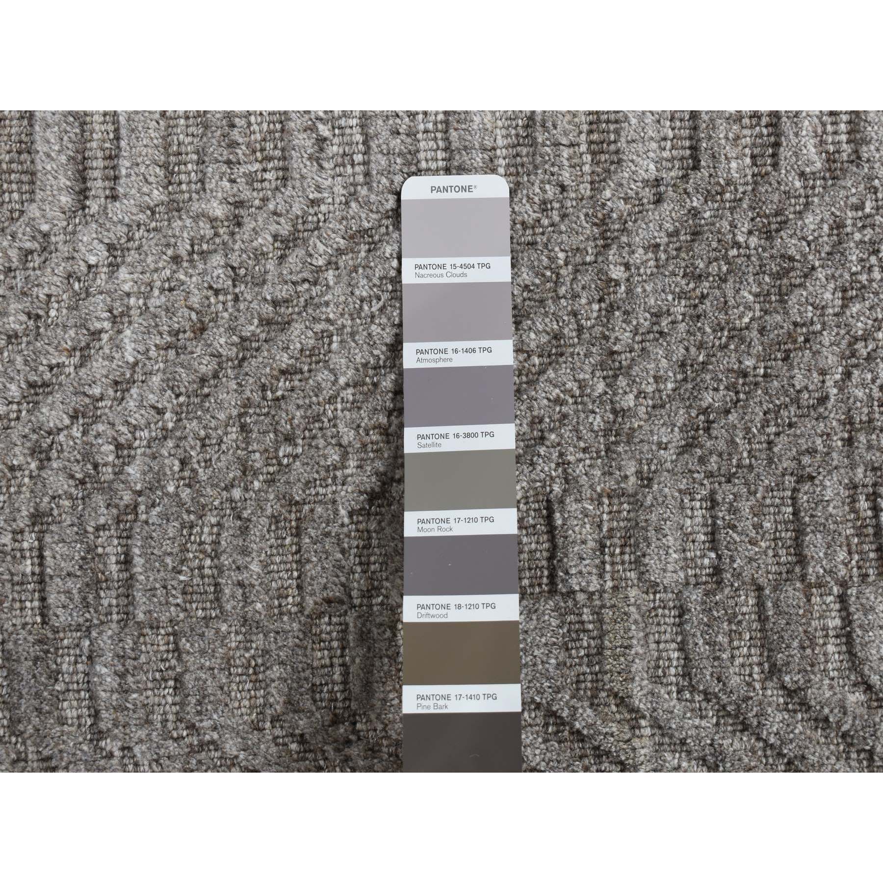 2'x3' Taupe Gray, Tone on Tone Chevron Design, Hand Loomed, 100% Wool, Oriental Rug Sh87835