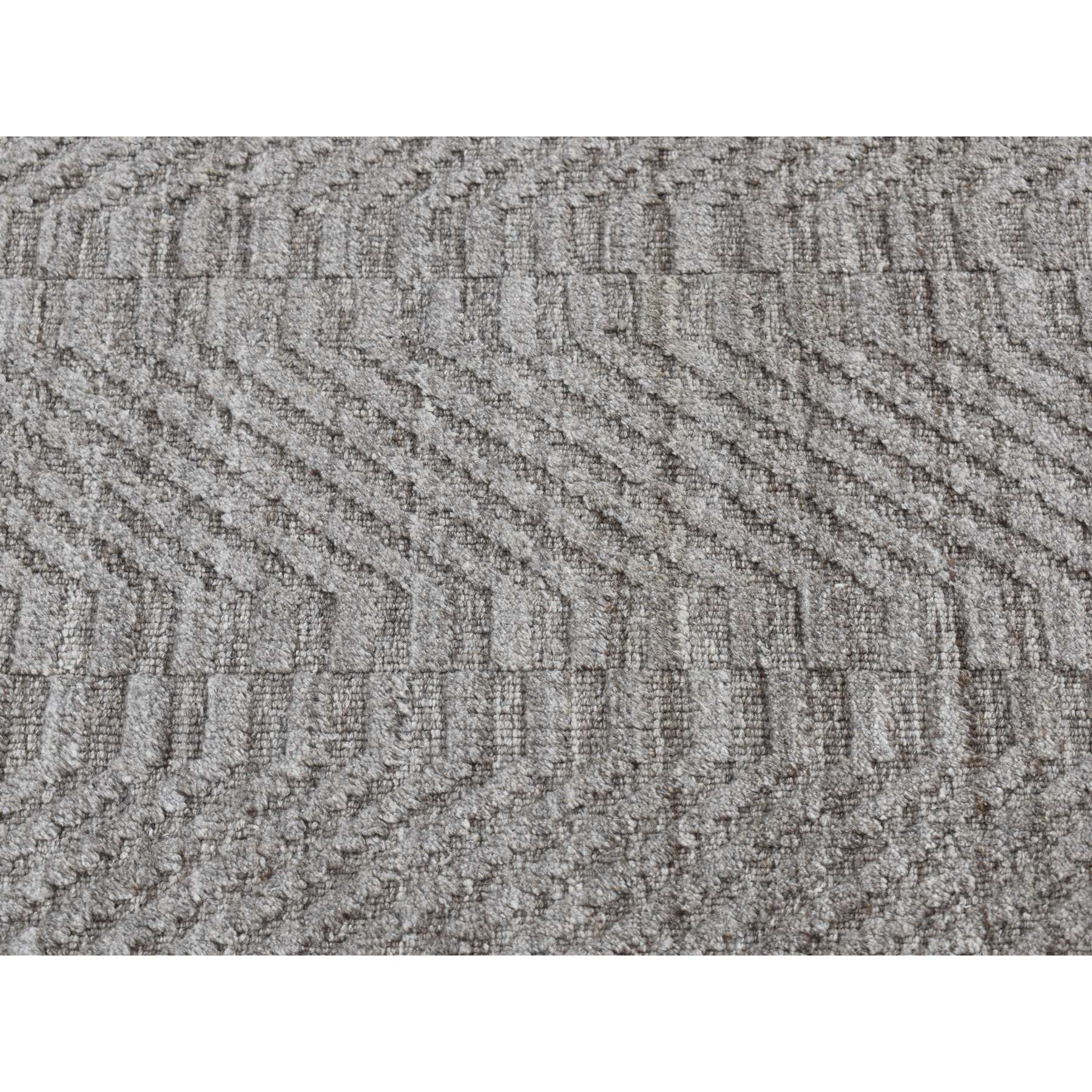 2'x3' Taupe Gray, Tone on Tone Chevron Design, Hand Loomed, 100% Wool, Oriental Rug Sh87835