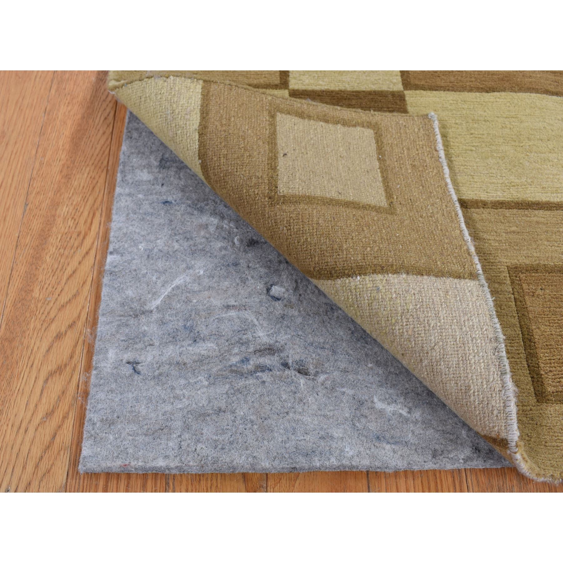 1'10"x2'10" Tan Brown, Modern Nepali Squares Design, 100% Wool, Hand Knotted, Oriental Rug Sh87836