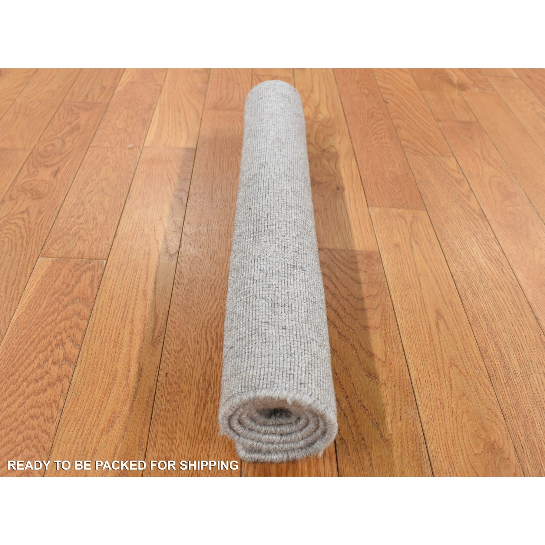 2'x3' Goose Gray, Tone on Tone Chevron Design, Hand Loomed, Wool and Silk, Oriental Rug Sh87838