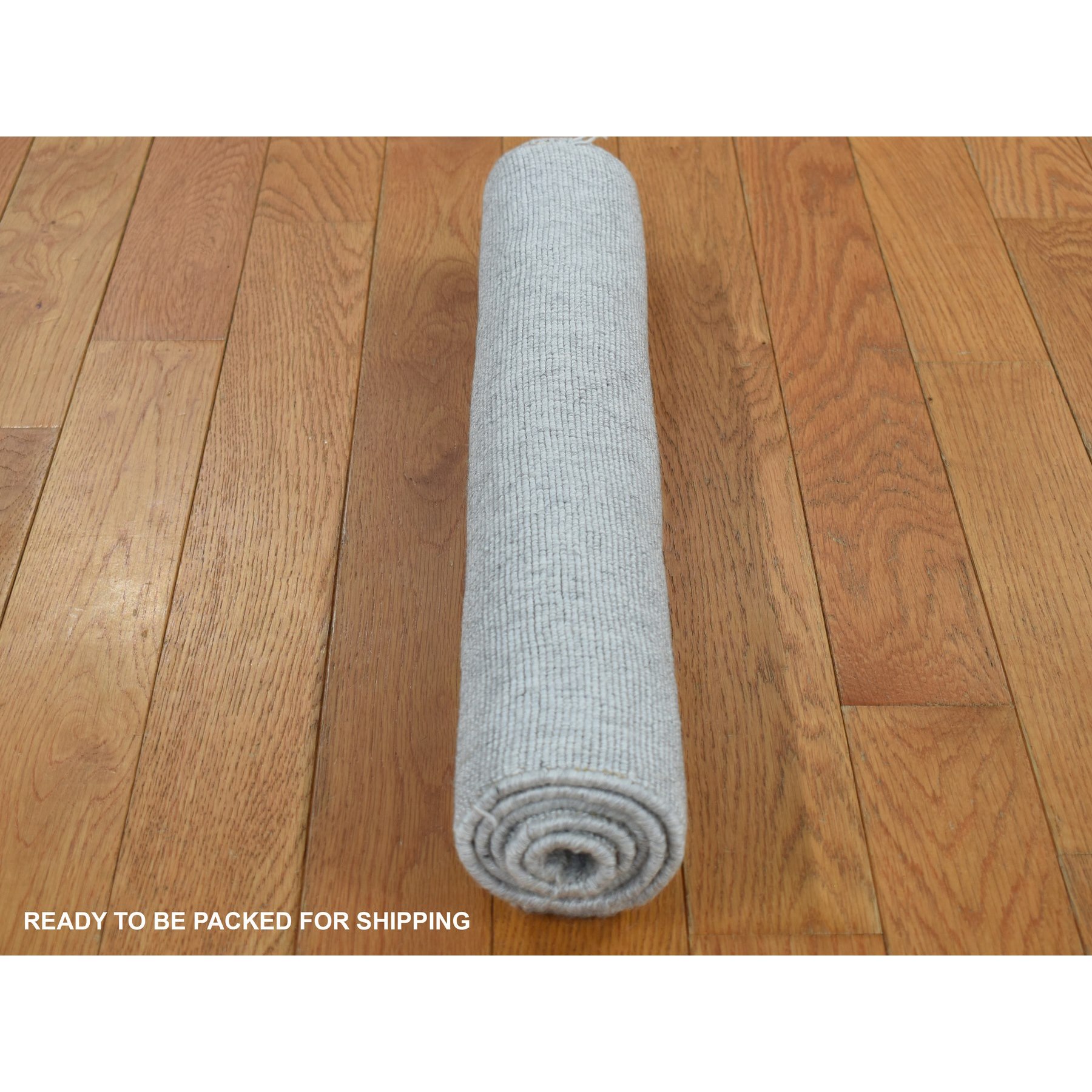 2'x3' Timberwolf Gray, Wool and Silk, Tone on Tone Design, Hand Loomed, Oriental Rug Sh87839