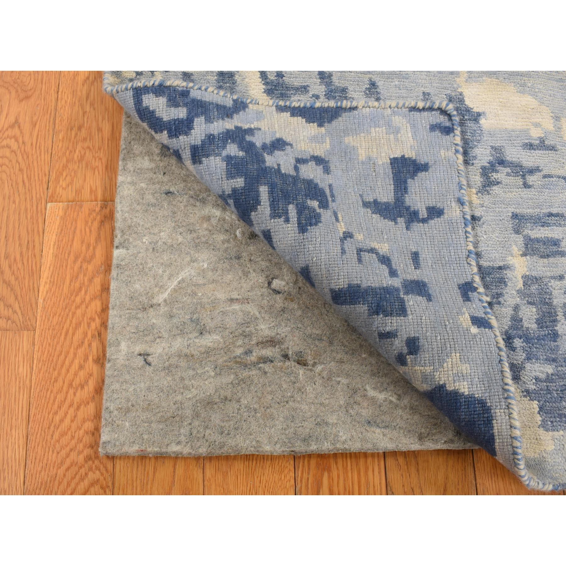 2'x3' Beau Blue, 100% Wool, Hand Knotted, Award Winning THE HONEYCOMB Design, Nepali Weave, Mat Oriental Rug Sh87842