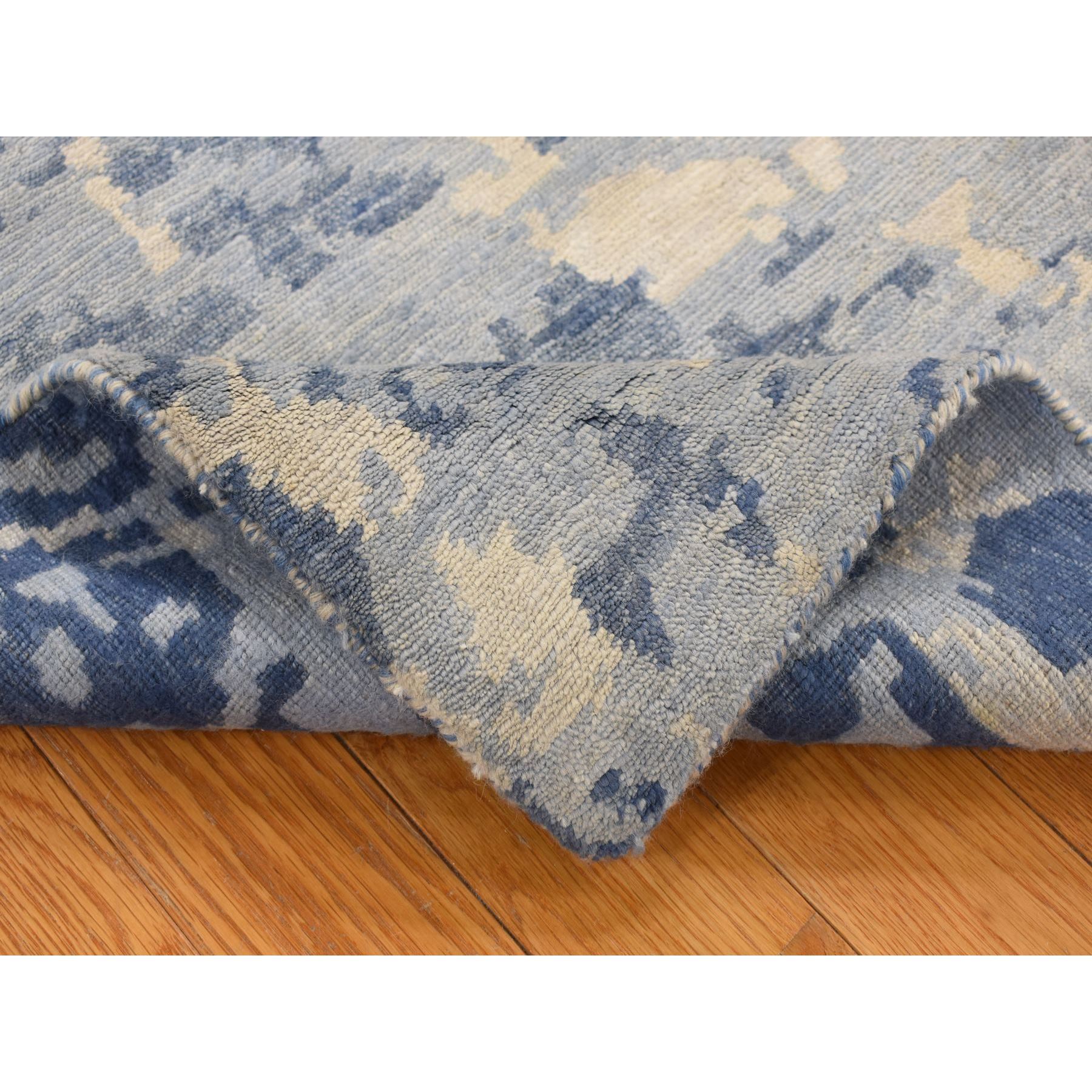 2'x3' Beau Blue, 100% Wool, Hand Knotted, Award Winning THE HONEYCOMB Design, Nepali Weave, Mat Oriental Rug Sh87842