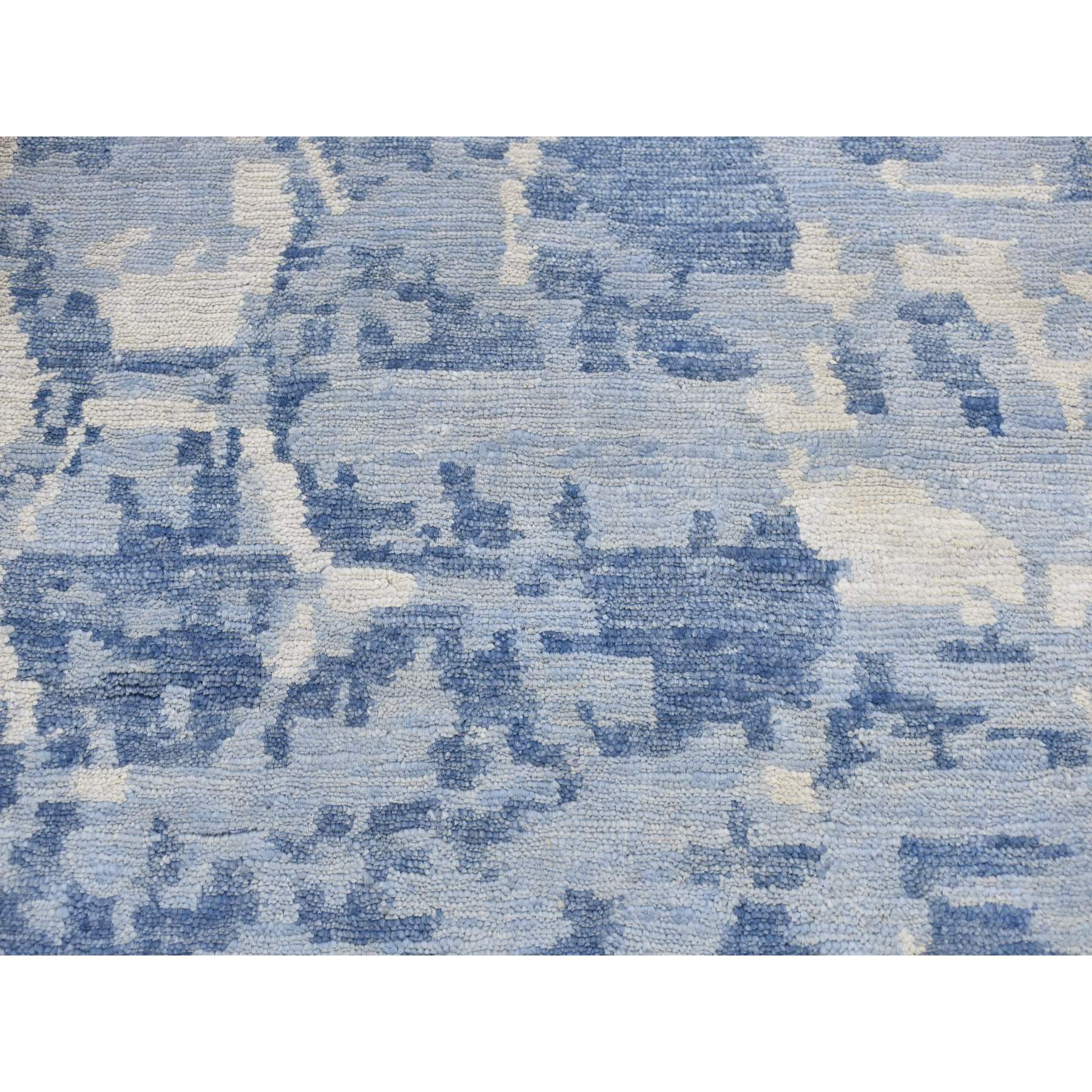 2'x3' Beau Blue, 100% Wool, Hand Knotted, Award Winning THE HONEYCOMB Design, Nepali Weave, Mat Oriental Rug Sh87842