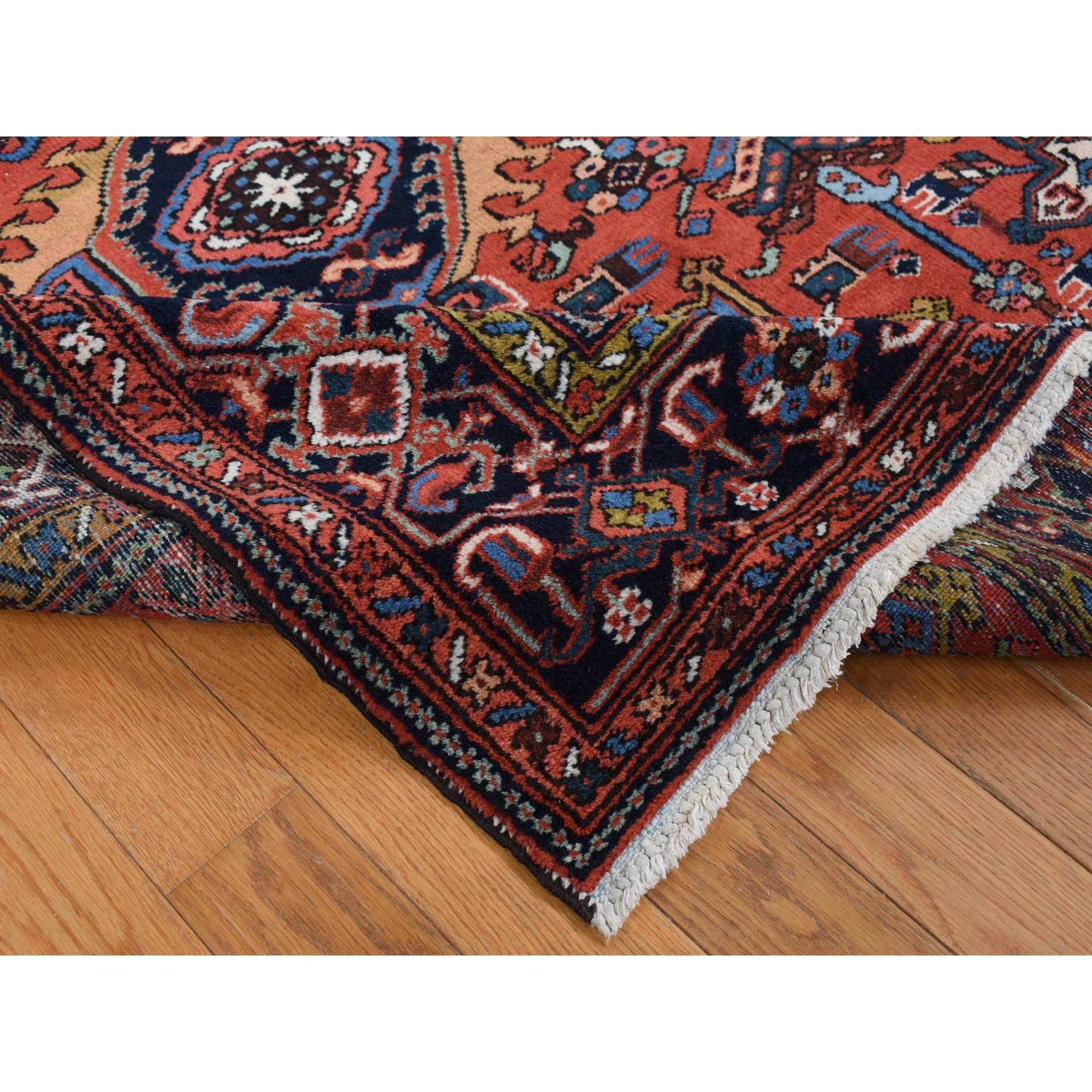 8'x10'7" Persian Red, Antique Persian Karajeh, All Over Repetitive Geometric Medallions, Full Pile, Soft and Professionally Cleaned, Hand Knotted, Pure Wool, Oriental Rug Sh87843