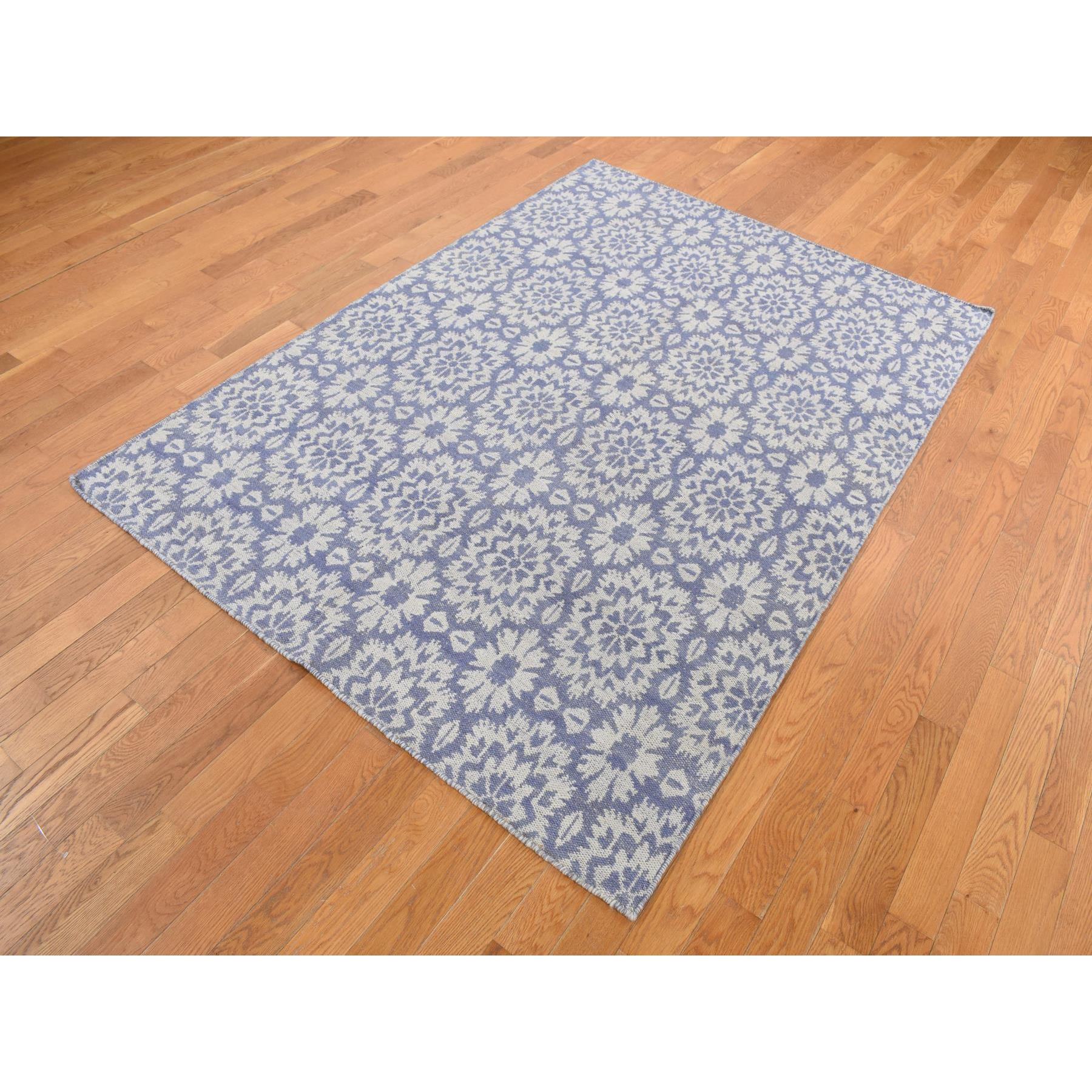 5'3"x7'5" Lavender Purple, 100% Wool, Hand Woven, Flat Weave Kilim, Reversible Oriental Rug Sh87865