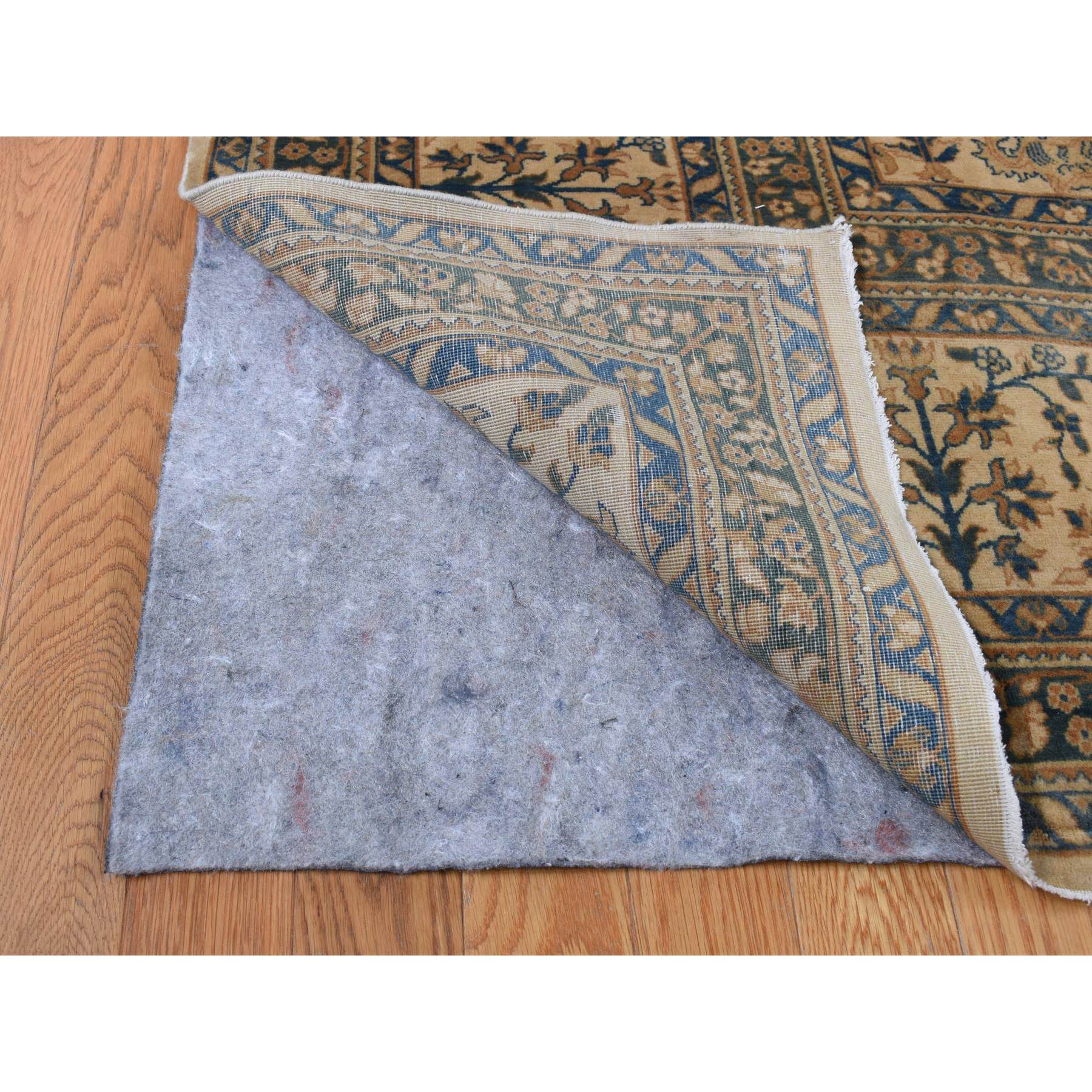 10'8"x22'5" Birdseed Brown, Antique Indo Kerman, All Over Tree and Vase Design, Hand Knotted, Pure Wool, Full Soft Pile, Tone on Tone, 250 KPSI, Clean, Long and Narrow Runner Oriental Rug Sh87903