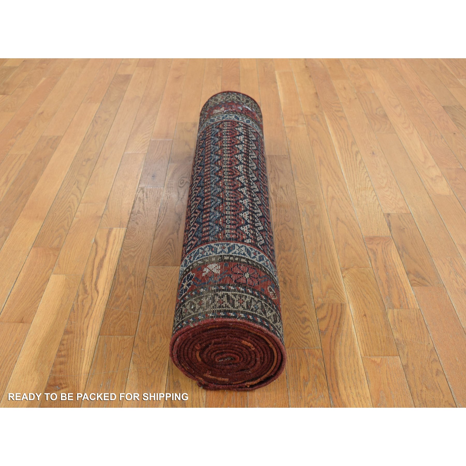 3'7"x16'6" Millennium Blue, Antique Kurdish Bijar, Repetitive Botteh All Over Design, Pure Wool, Excellent Condition, Hand Knotted, Clean, Wide Runner, Oriental Rug Sh87914