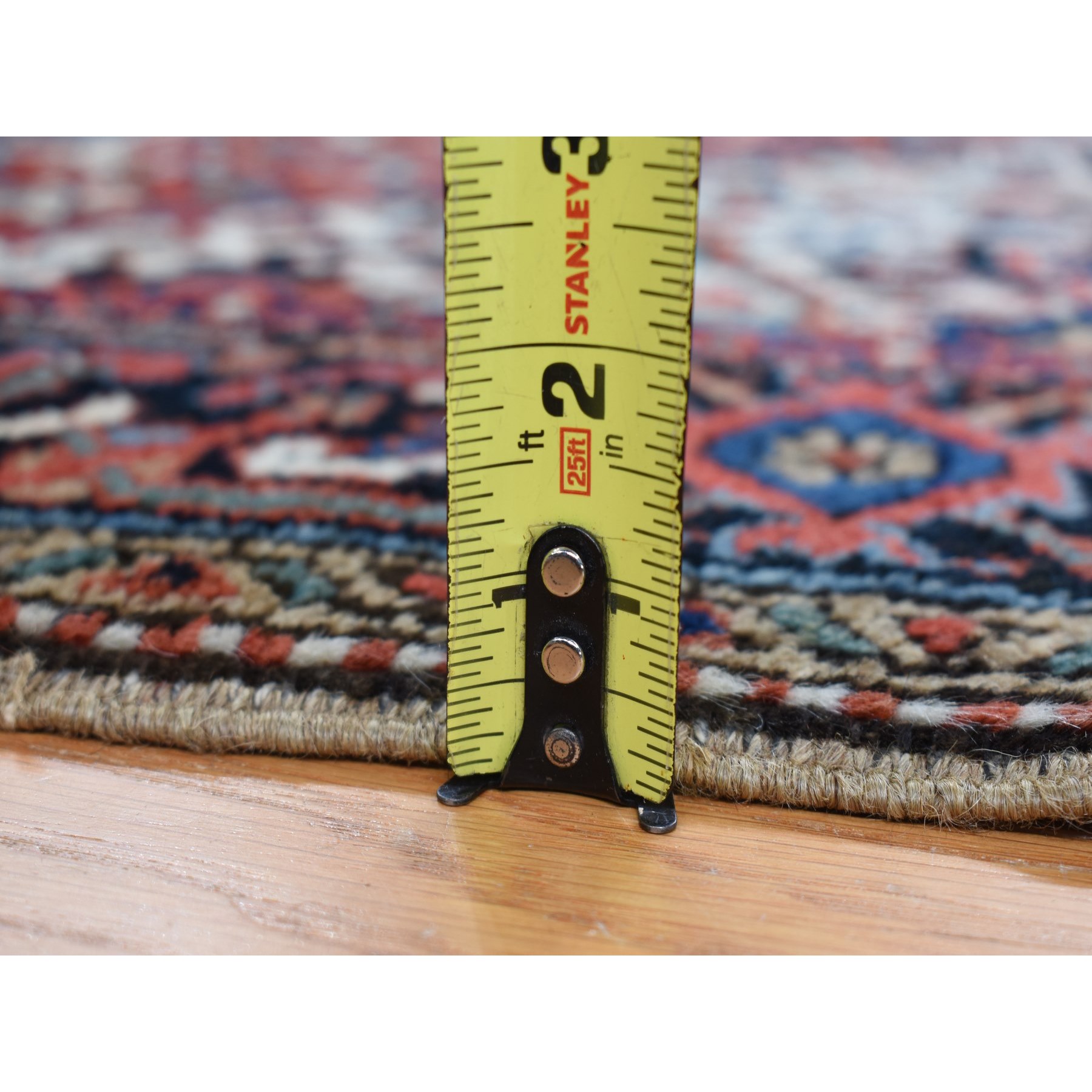 4'9"x5'10" Chili Red, Antique Persian Heriz in A Small Rare Size, Hand Knotted, Pure Wool, Excellent Condition, Clean with Sides and Ends Professionally Secured, Oriental Rug Sh87915