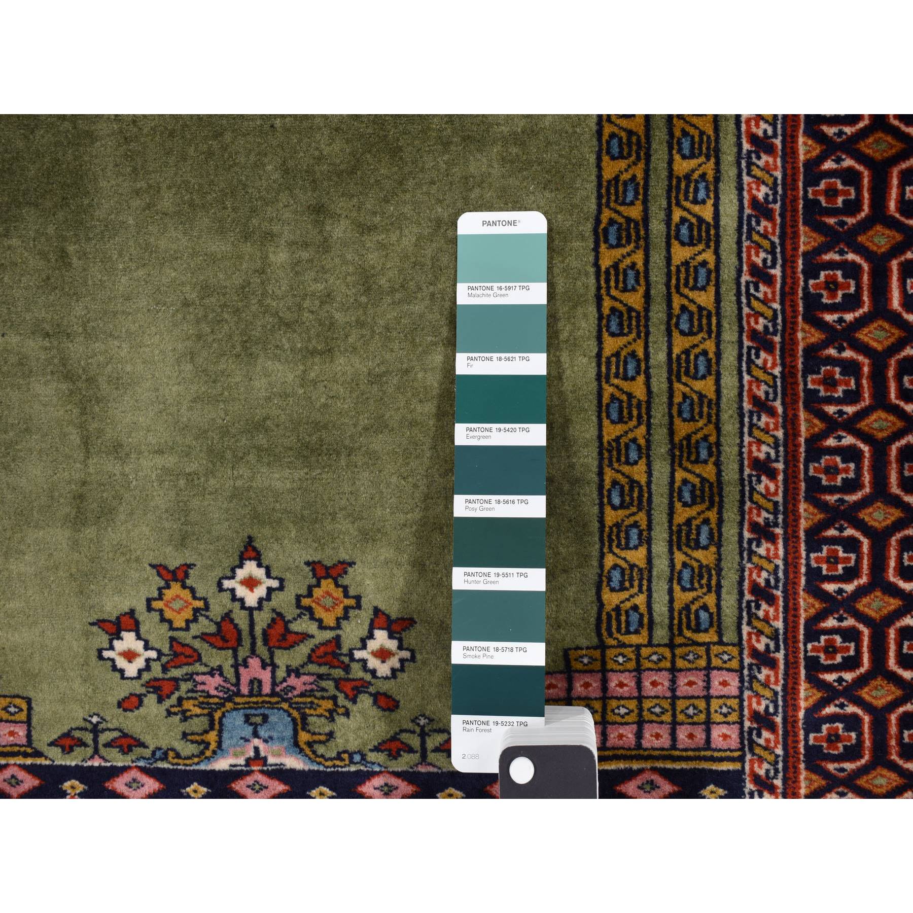 2'6"x4' Olive Green, Vintage Tourkaman Prayer Design, 200 KPSI, Full Pile, Clean, Hand Knotted, Pure Wool, Oriental Rug Sh87917