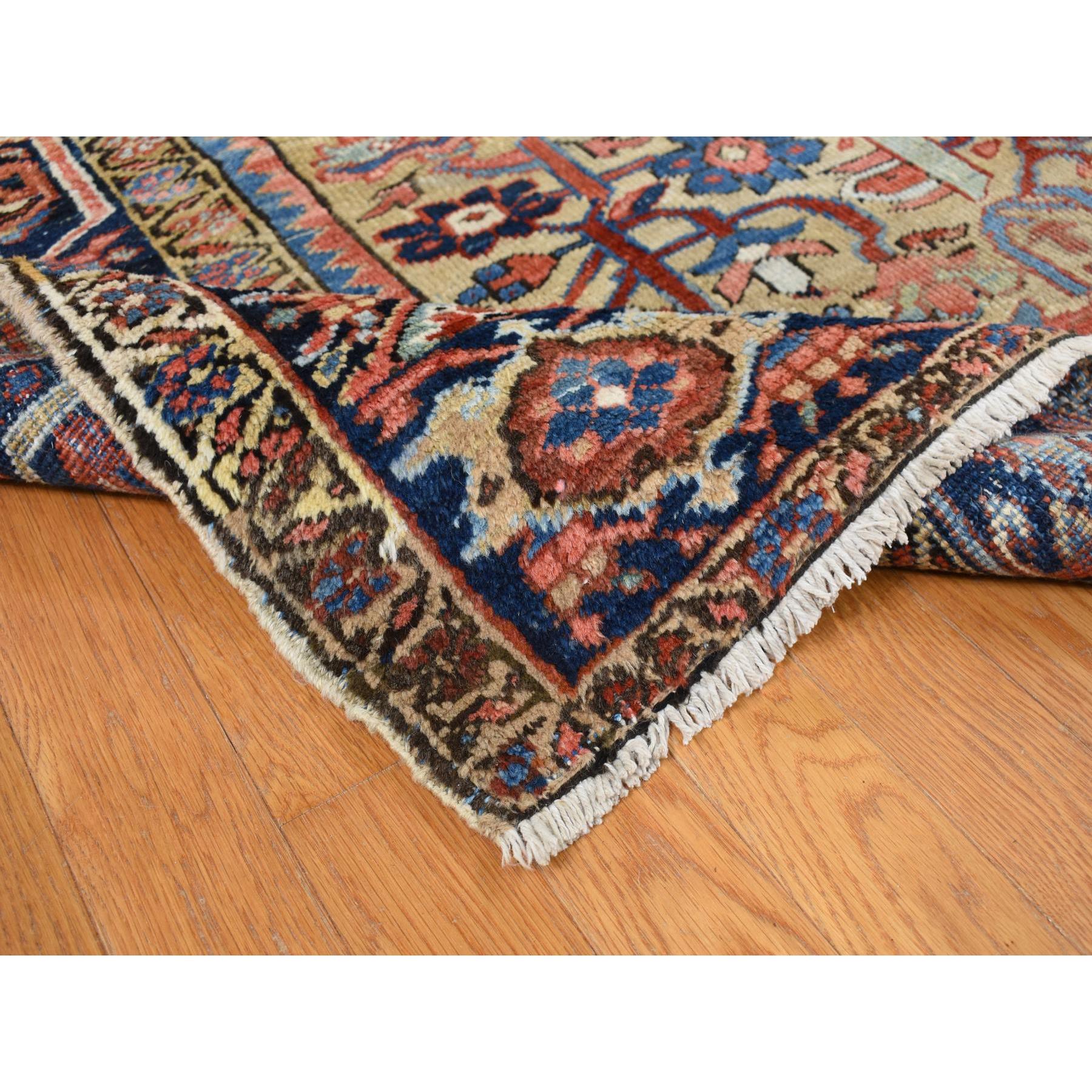 9'3"x12'4" Beige, Antique Persian Heriz with All Over Design, Pure Wool, Good Condition, Hand Knotted, Clean, Sides and Ends Professionally Secured, Oriental Rug Sh87918