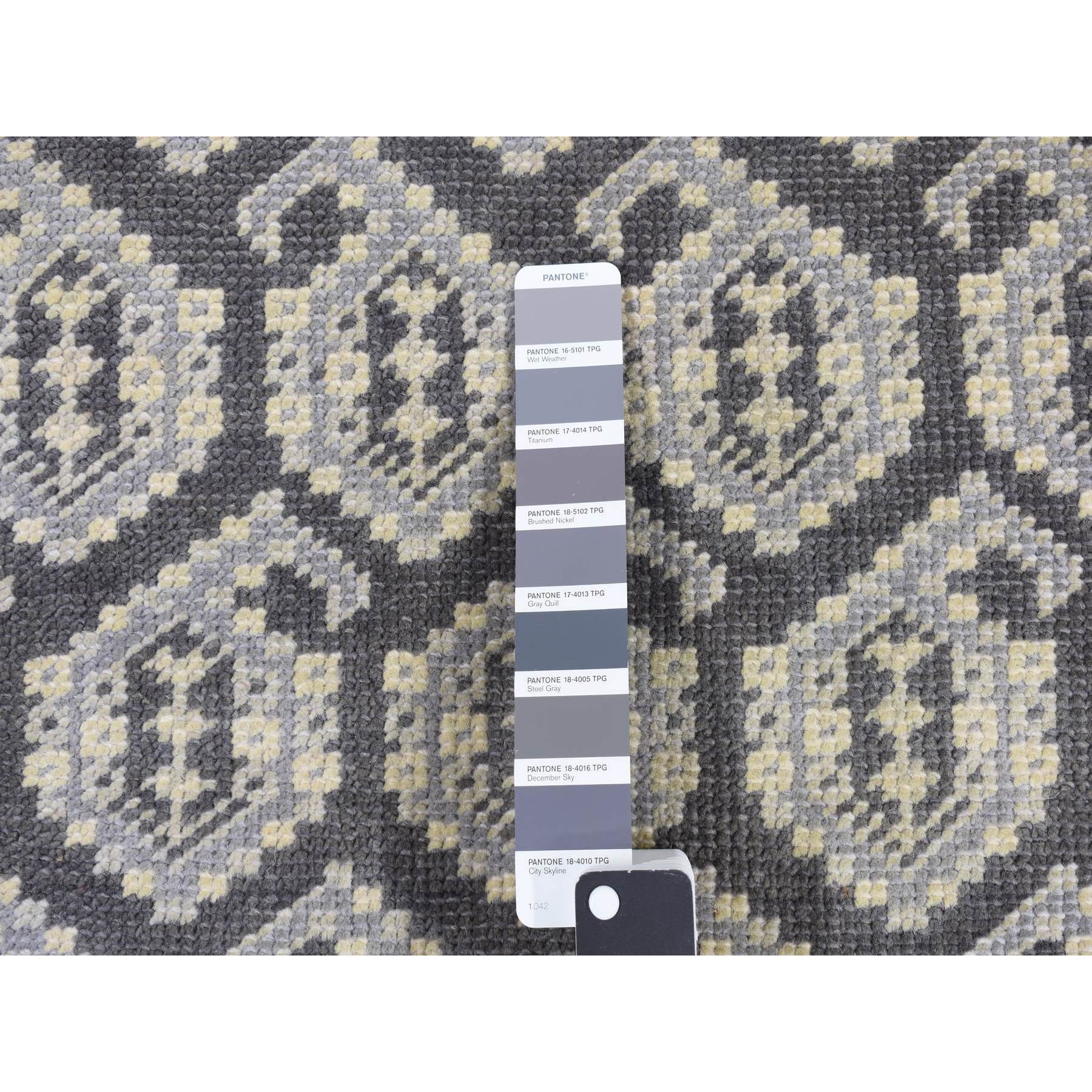 2'x3' Fossil Gray, Oushak All Over Paisley Design, Turkish Knot, Hand Knotted, 100% Wool, Mat Oriental Rug Sh87922