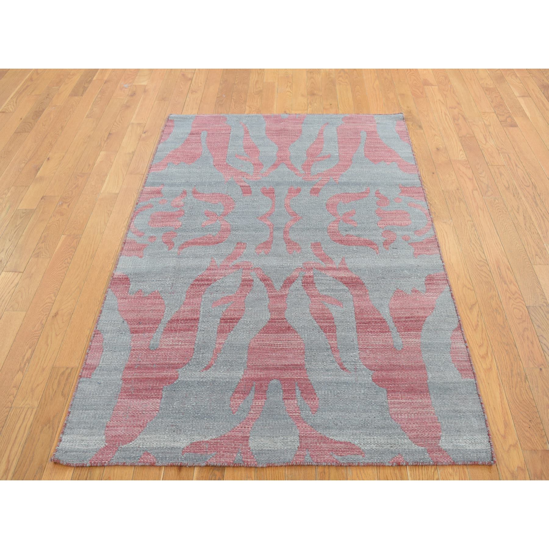 4'x6'2" Battleship Gray, Pure Wool, Flat Weave Kilim, Hand Woven, Reversible Oriental Rug Sh87924