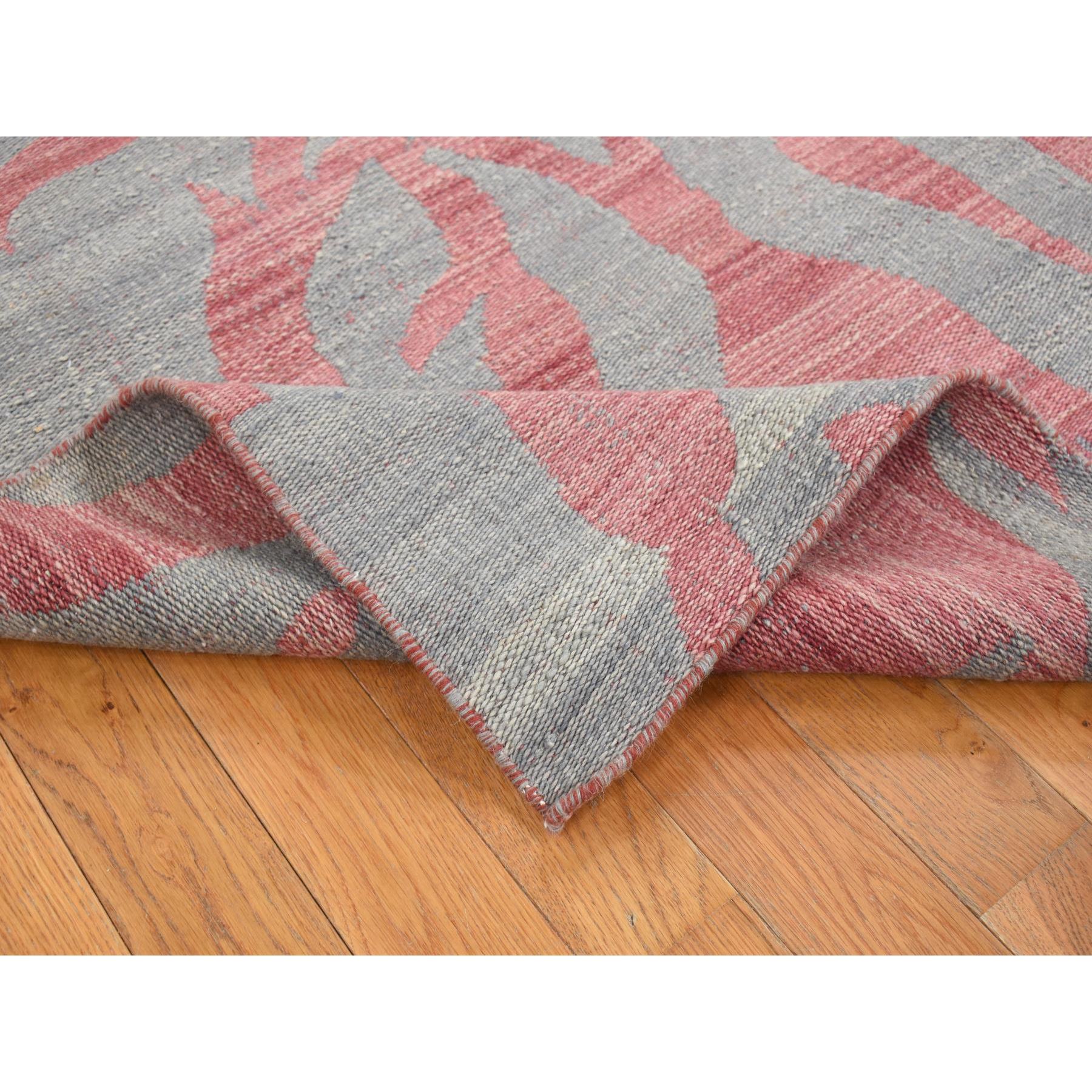 4'x6'2" Battleship Gray, Pure Wool, Flat Weave Kilim, Hand Woven, Reversible Oriental Rug Sh87924