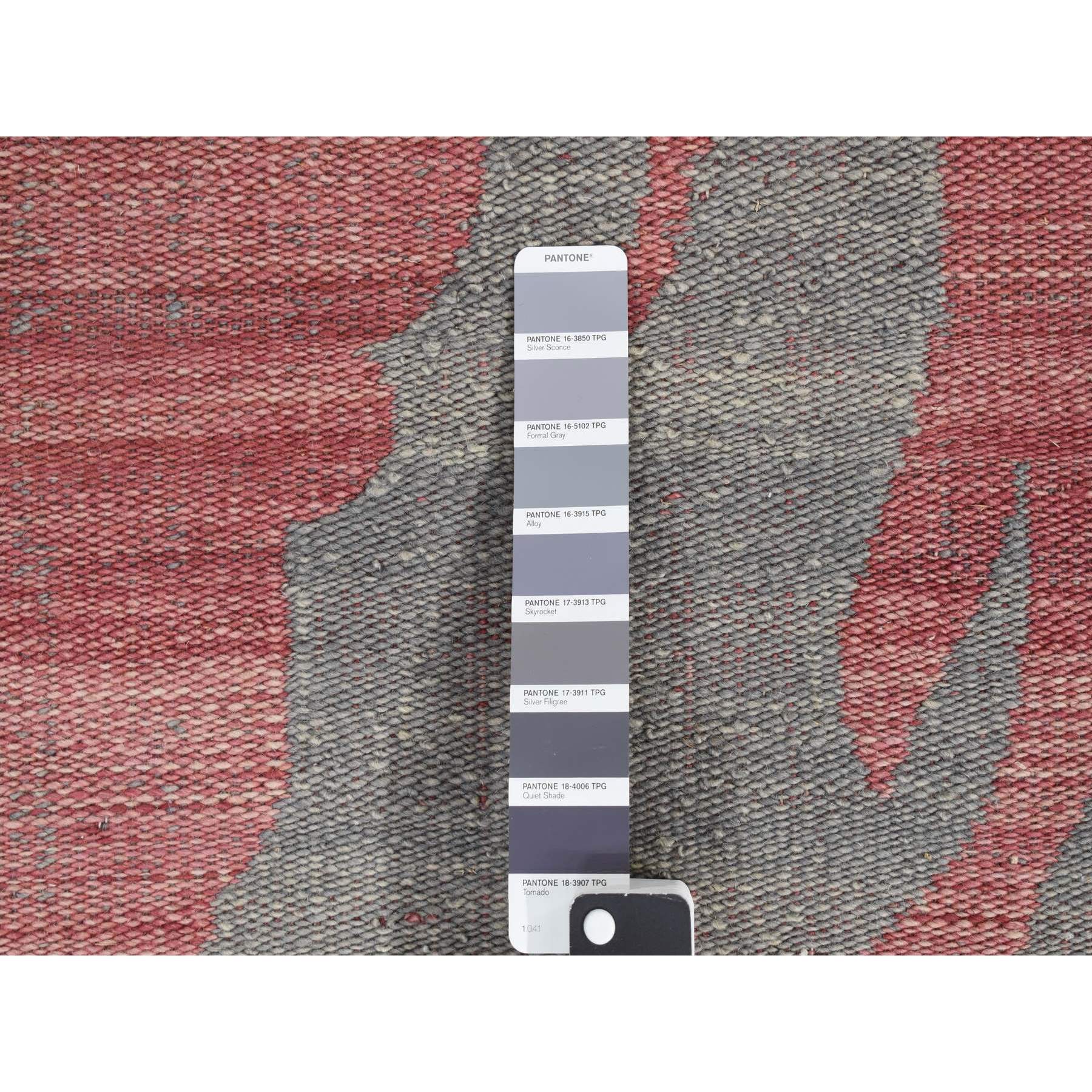 4'x6'2" Battleship Gray, Pure Wool, Flat Weave Kilim, Hand Woven, Reversible Oriental Rug Sh87924