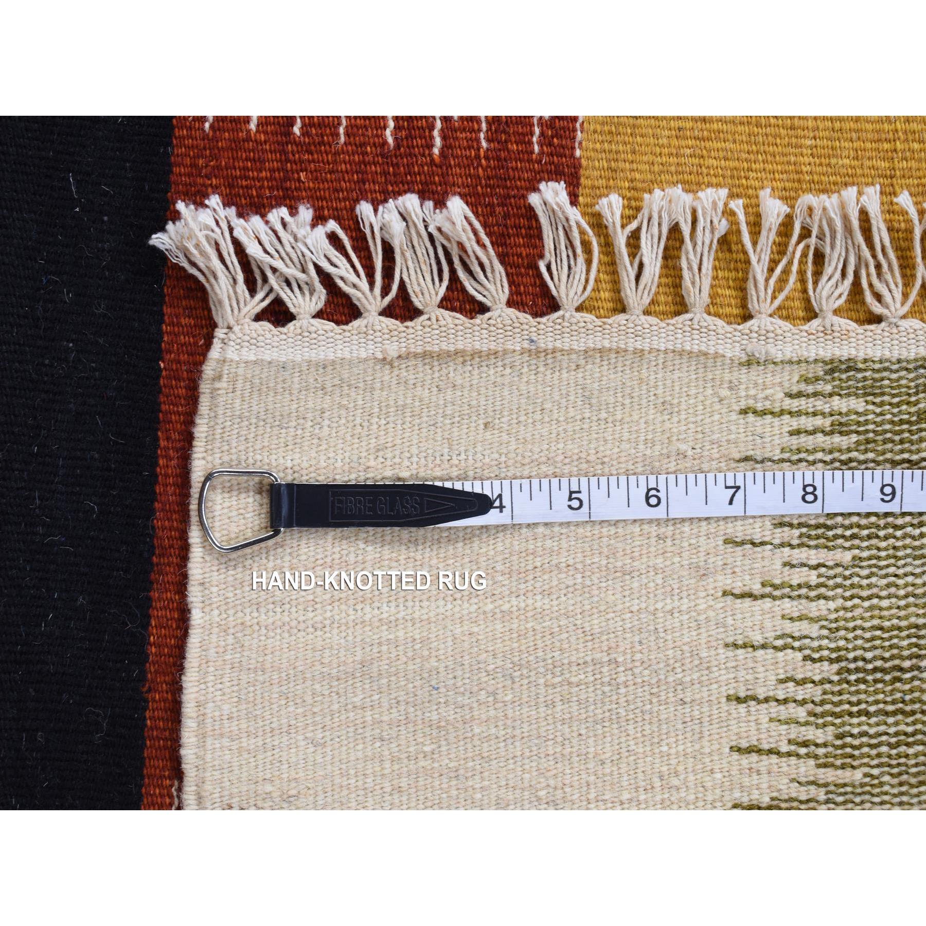 2'7"x12'2" Ivory, 100% Wool, Hand Woven, Flat Weave Durie Kilim, Dazzling Design, Reversible Runner Oriental Rug Sh87926