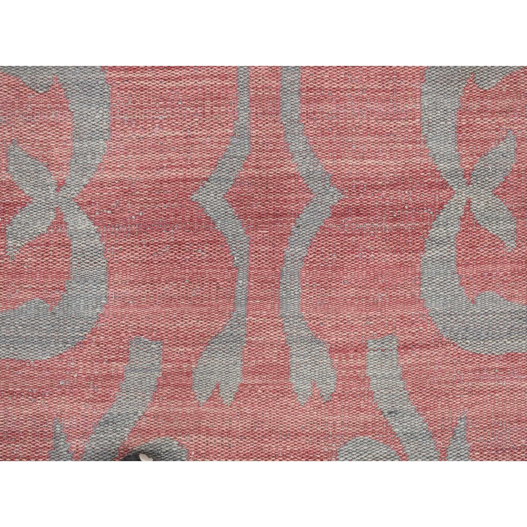 4'x6' Battleship Gray, Hand Woven, Pure Wool, Flat Weave Kilim, Reversible Oriental Rug Sh87929
