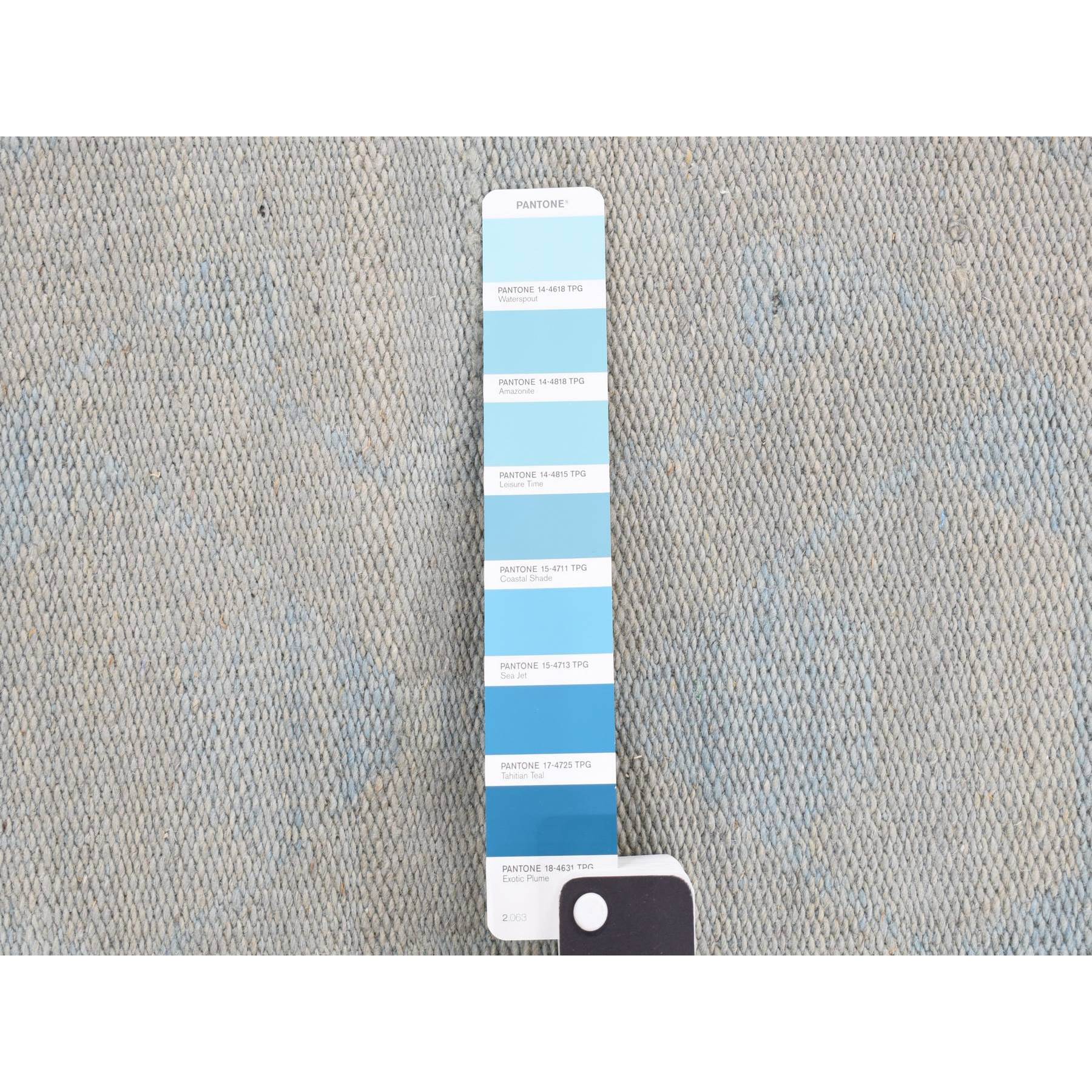 5'x6'10" Beau Blue, Hand Woven, Pure Wool, Flat Weave Kilim, Reversible Oriental Rug Sh87932