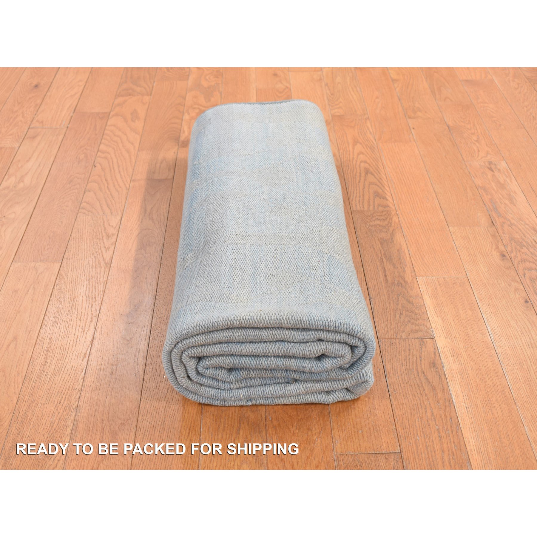 5'x6'10" Beau Blue, Hand Woven, Pure Wool, Flat Weave Kilim, Reversible Oriental Rug Sh87932