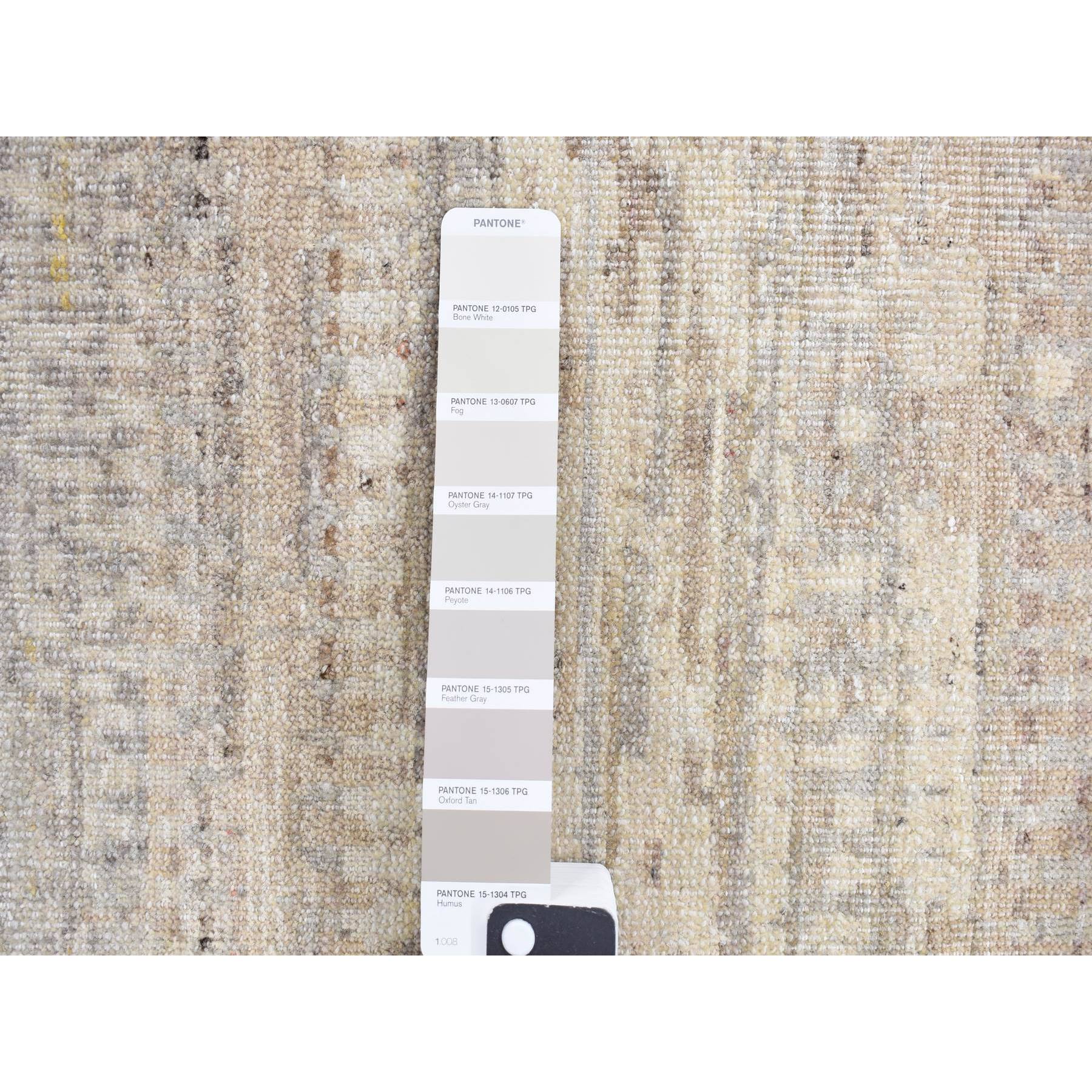 1'6"x2' Gainsboro Gray, 100% Wool, Modern Design, Hand Knotted, Shaved Low and Distressed, Sample Oriental Rug Sh87940