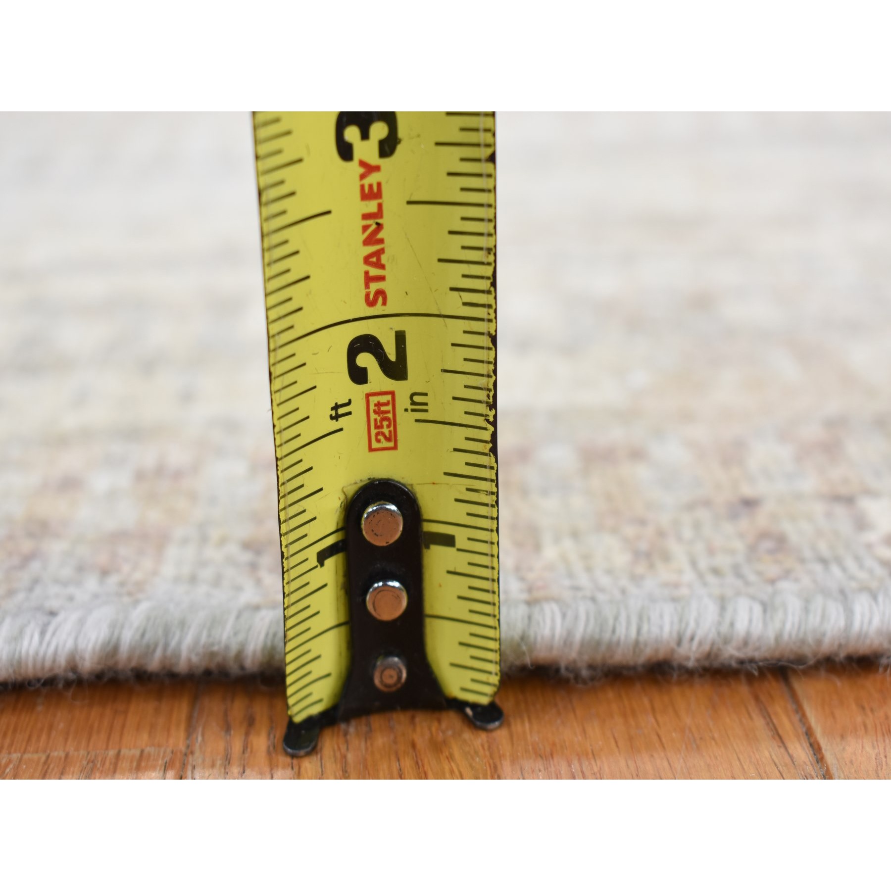 1'6"x2' Gainsboro Gray, 100% Wool, Modern Design, Hand Knotted, Shaved Low and Distressed, Sample Oriental Rug Sh87940