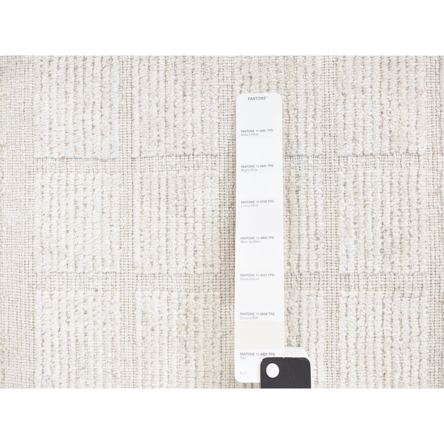 1'6"x1'6" Ivory, 100% Wool, Hand Loomed, Thick and Soft, Modern Box Design, Sample Oriental Rug Sh87945