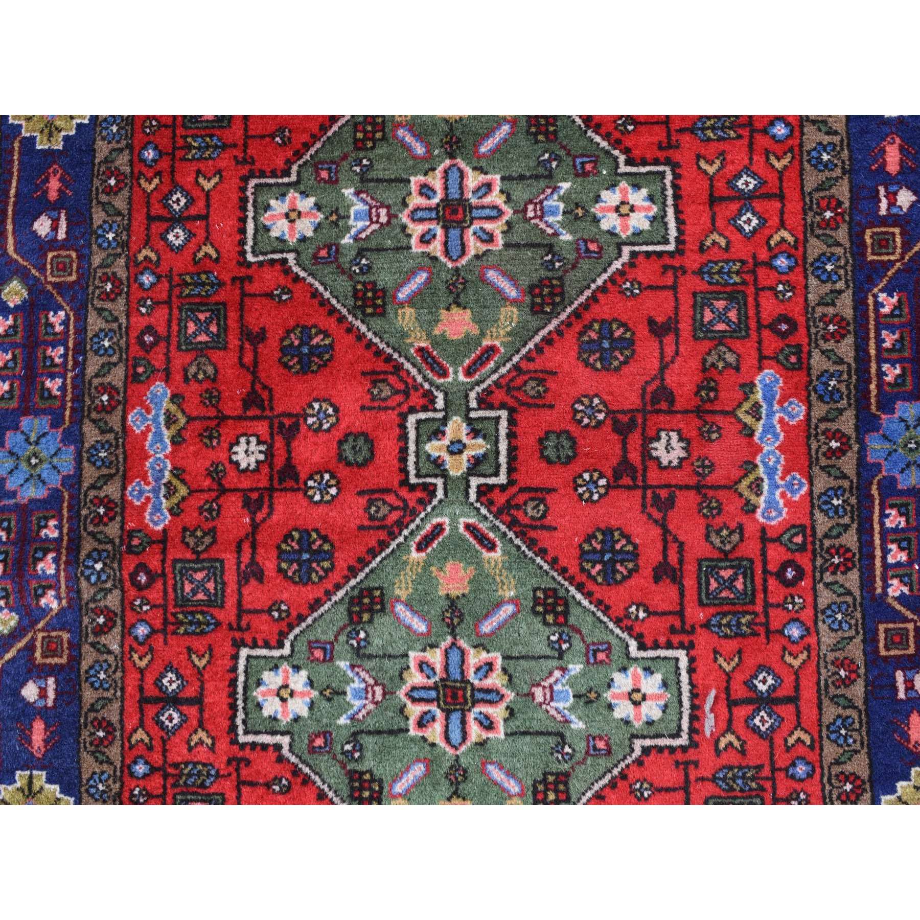 3'4"x4'4" Imperial Red, Vintage Persian Navahand, 100% Wool, Hand Knotted, Good Condition and Professionally Cleaned, Oriental Rug Sh87979