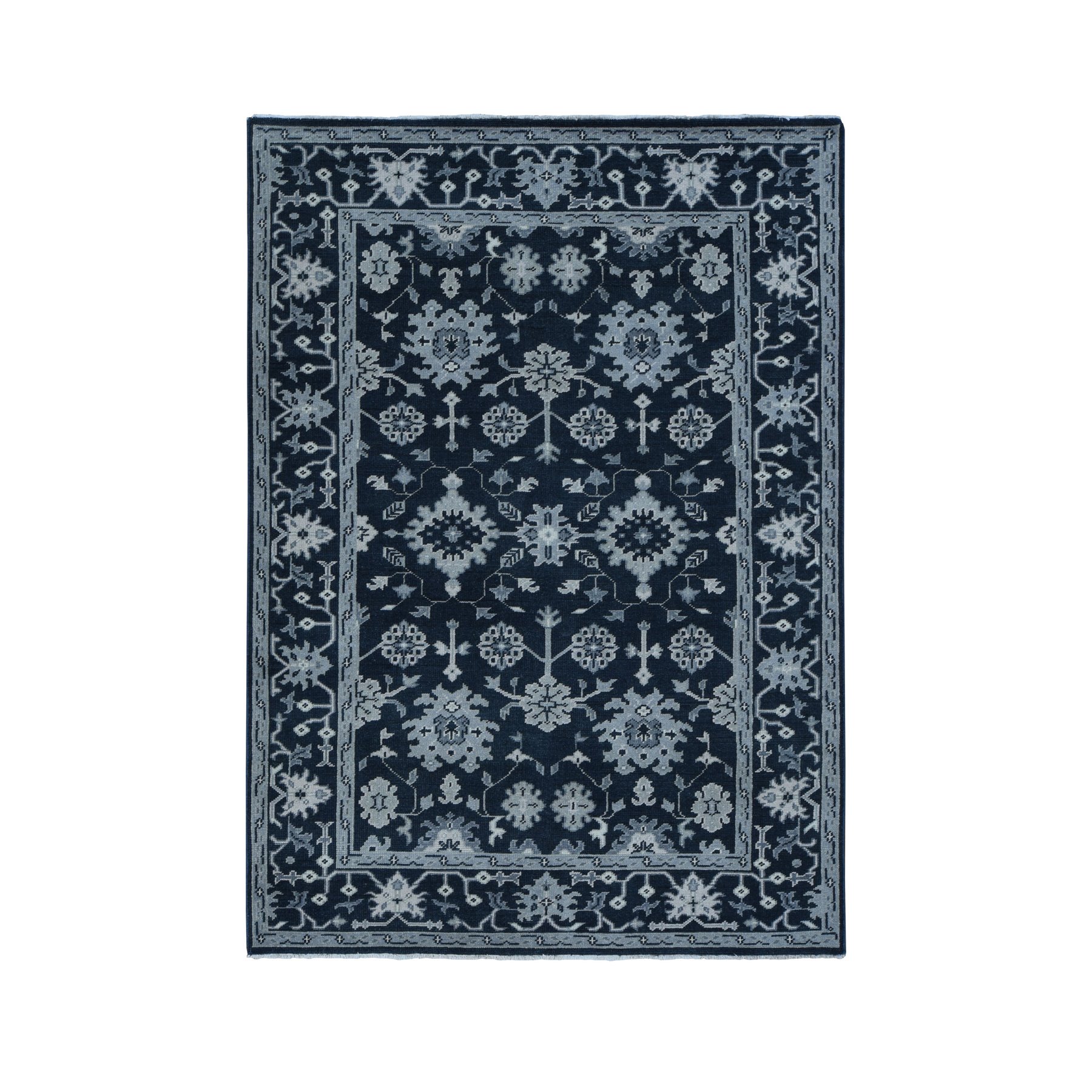 transitional Wool Hand-Knotted Area Rug 6'1