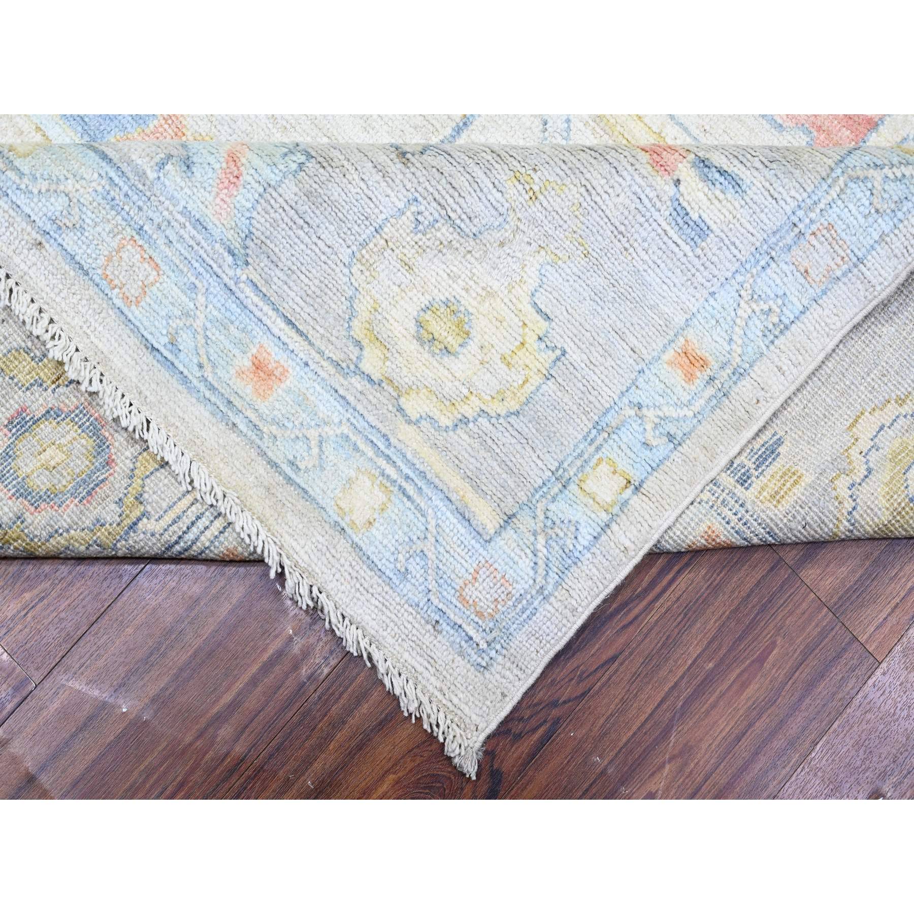 9'10"x13'6" Alabaster White, Afghan Angora Oushak, Vegetable Dyes and Faded Out Colors with All Over Design, Organic Wool, Hand Knotted, Oriental Rug Sh88058
