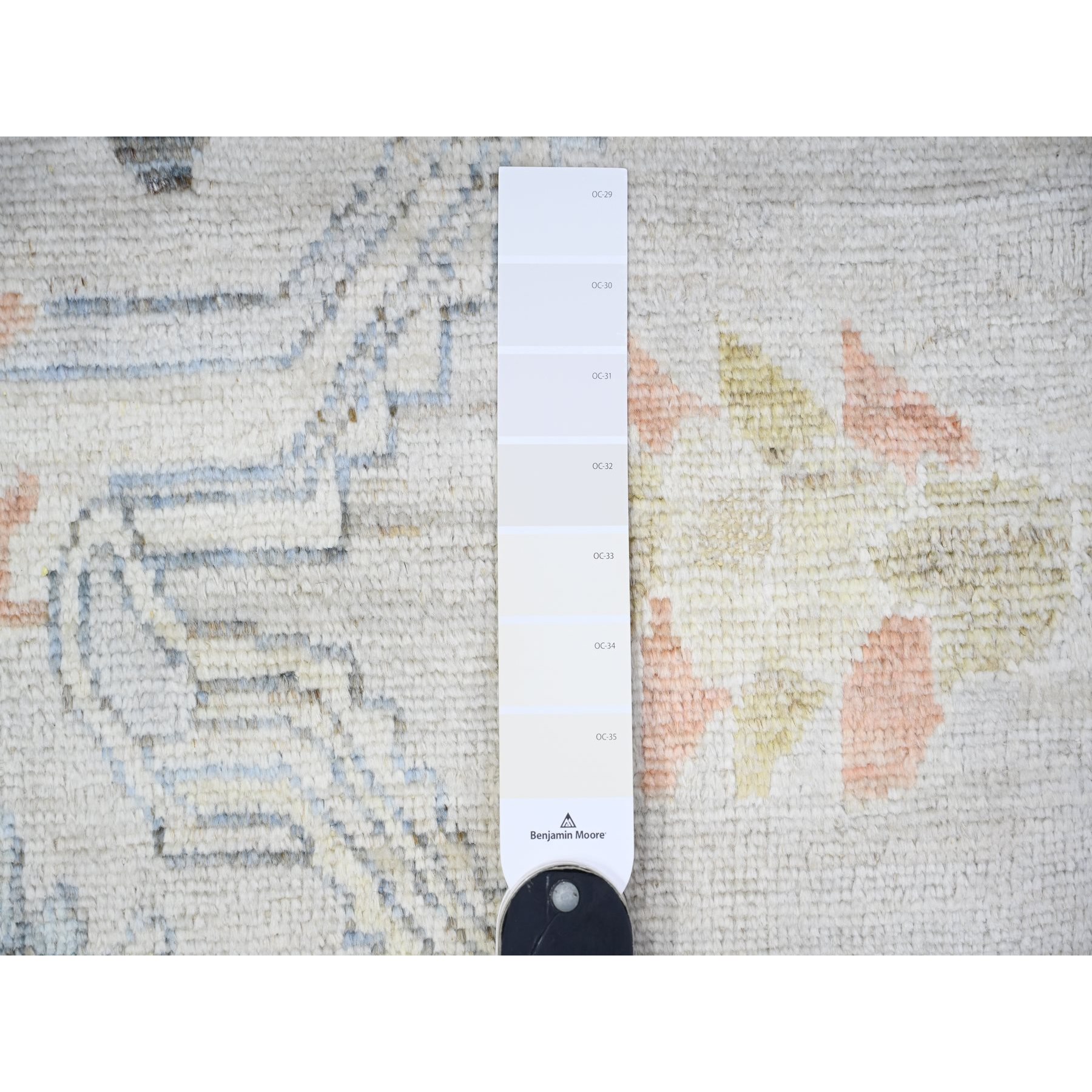 9'10"x13'6" Alabaster White, Afghan Angora Oushak, Vegetable Dyes and Faded Out Colors with All Over Design, Organic Wool, Hand Knotted, Oriental Rug Sh88058