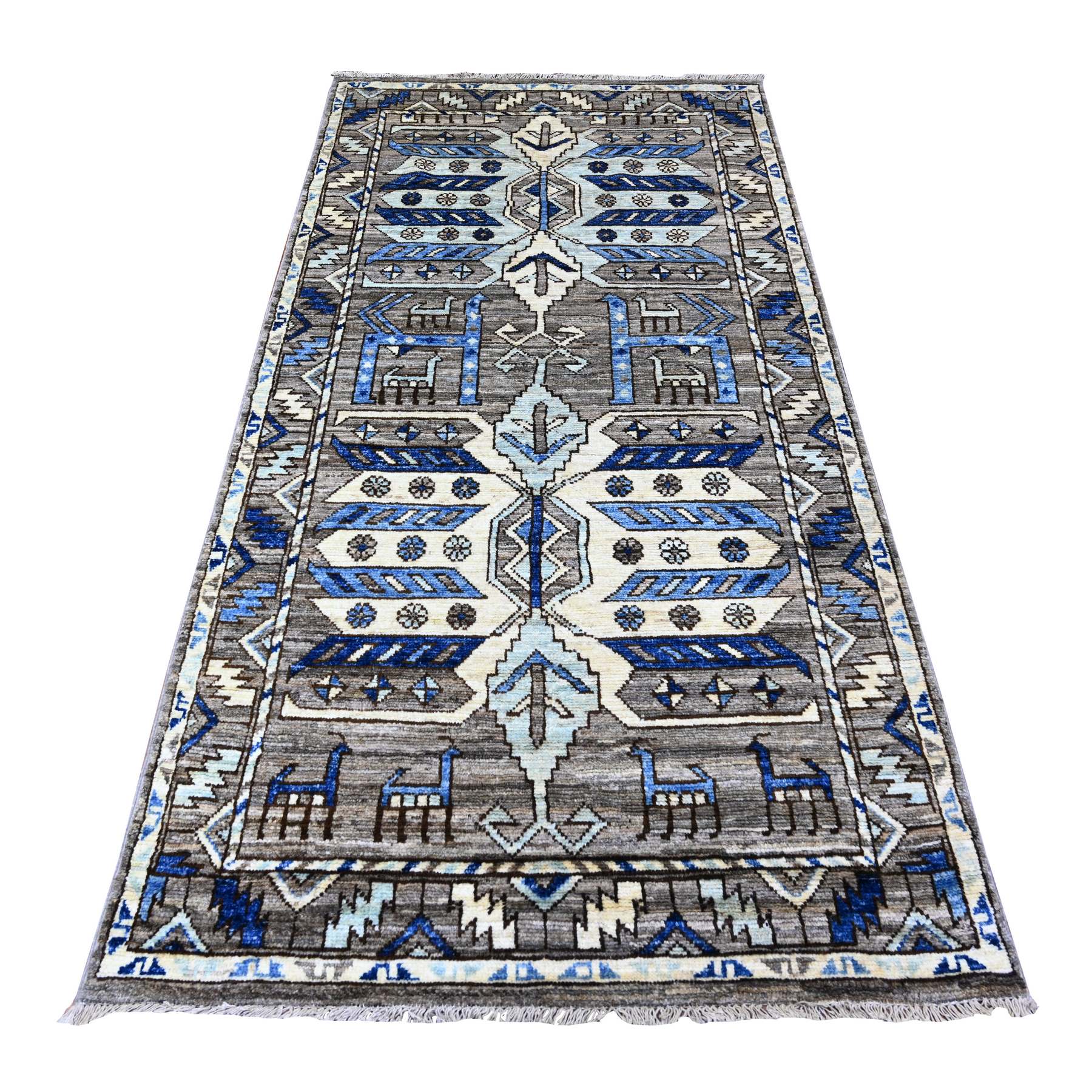 traditional Wool Hand-Knotted Area Rug 3'10