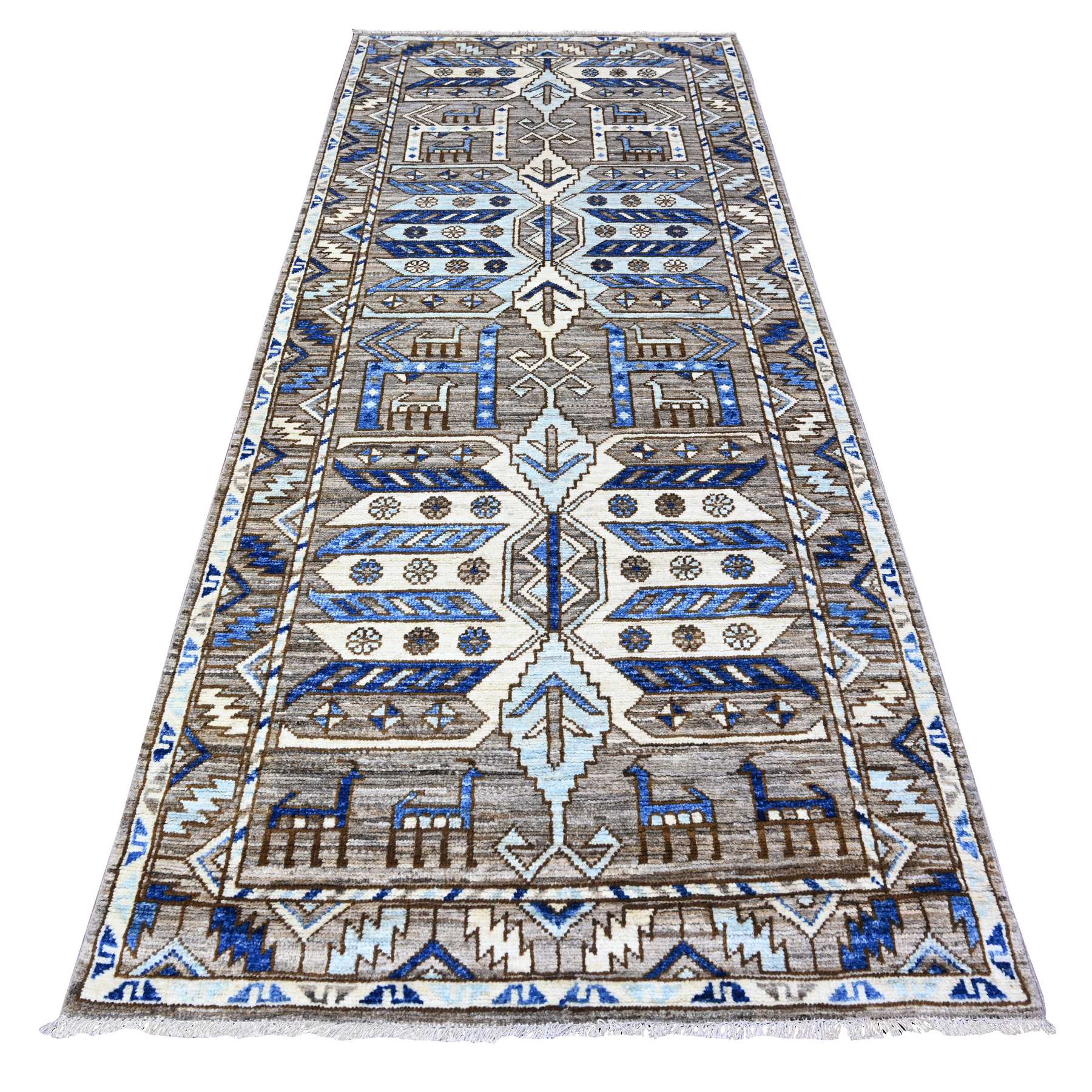 traditional Wool Hand-Knotted Area Rug 4'1