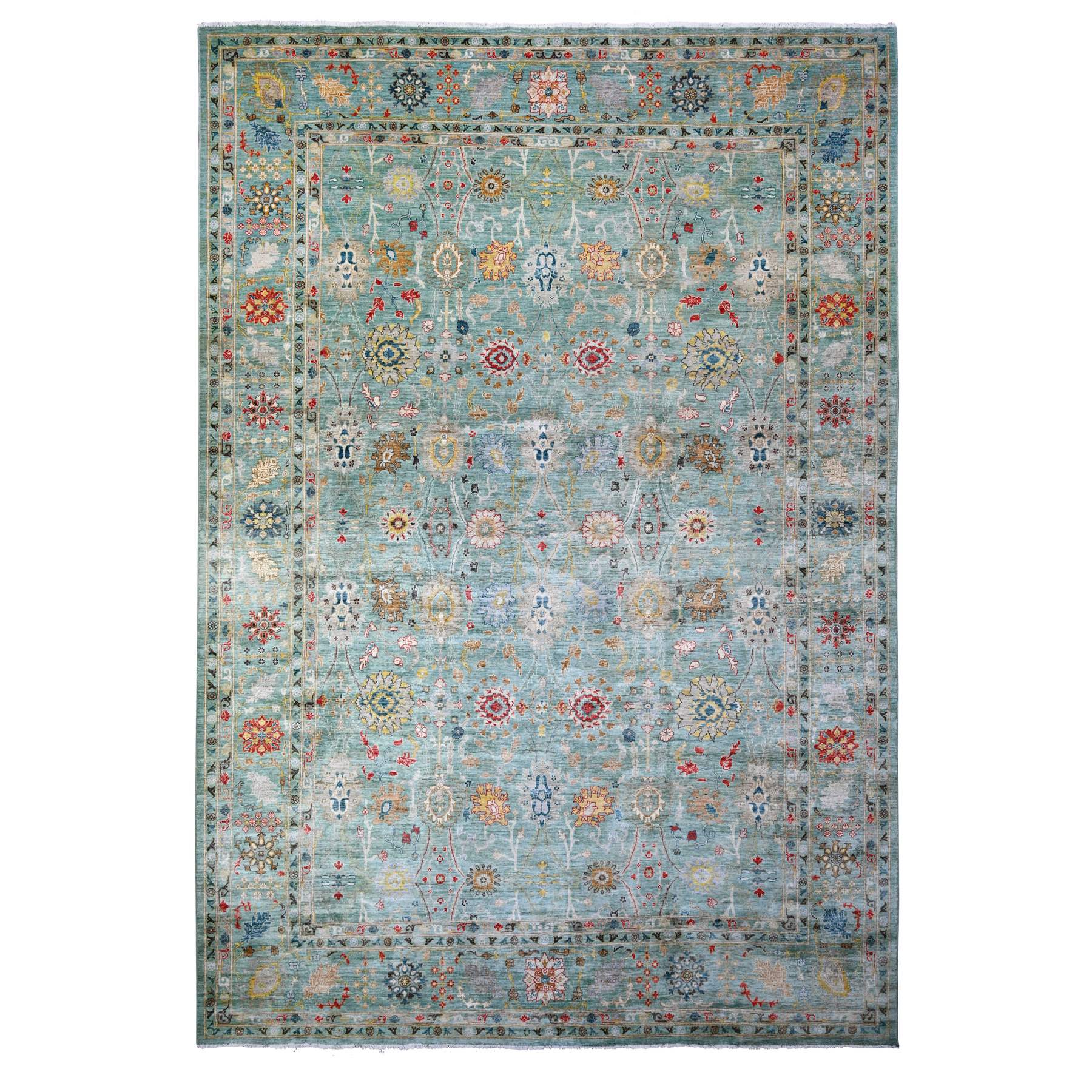 transitional Wool Hand-Knotted Area Rug 11'7