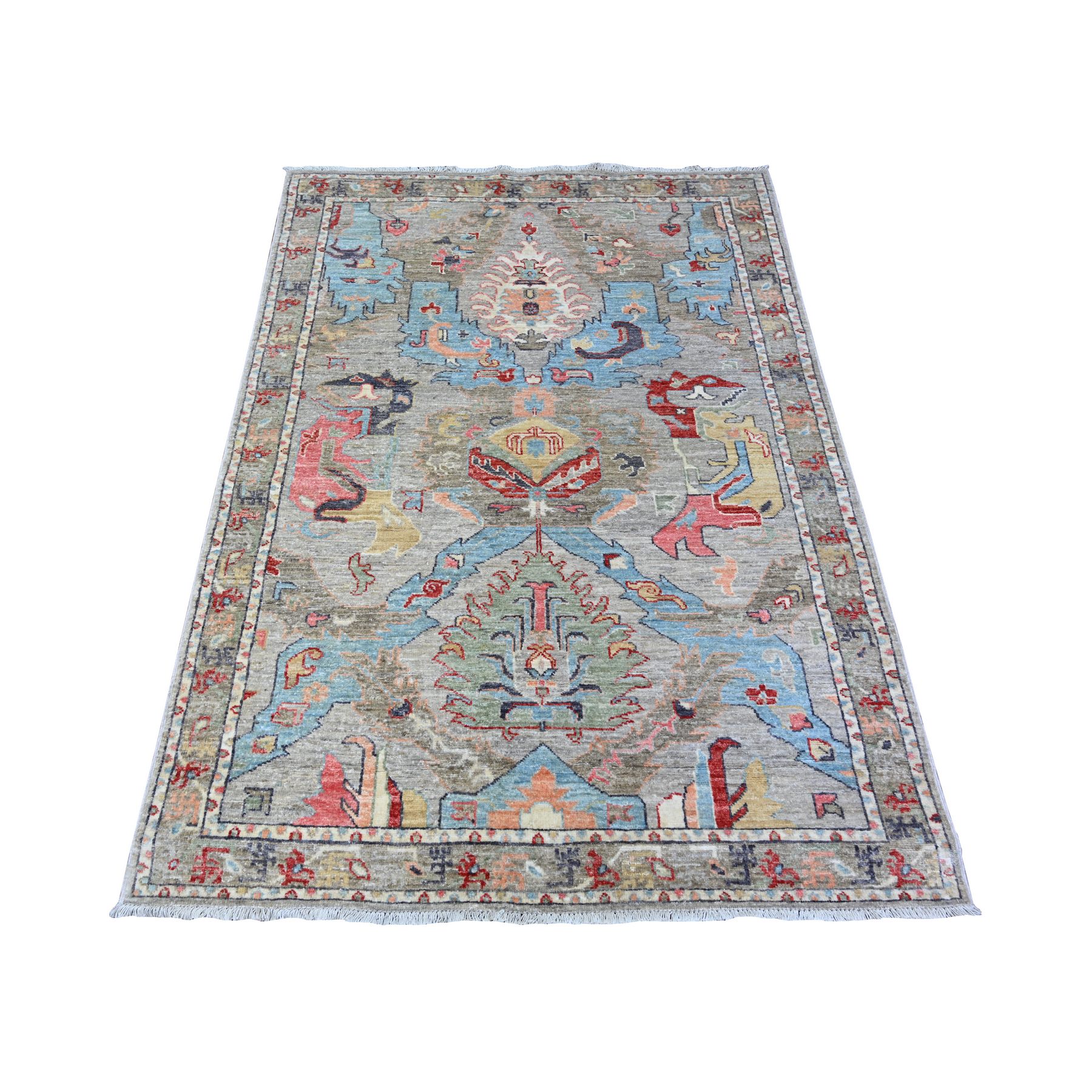 transitional Wool Hand-Knotted Area Rug 4'1