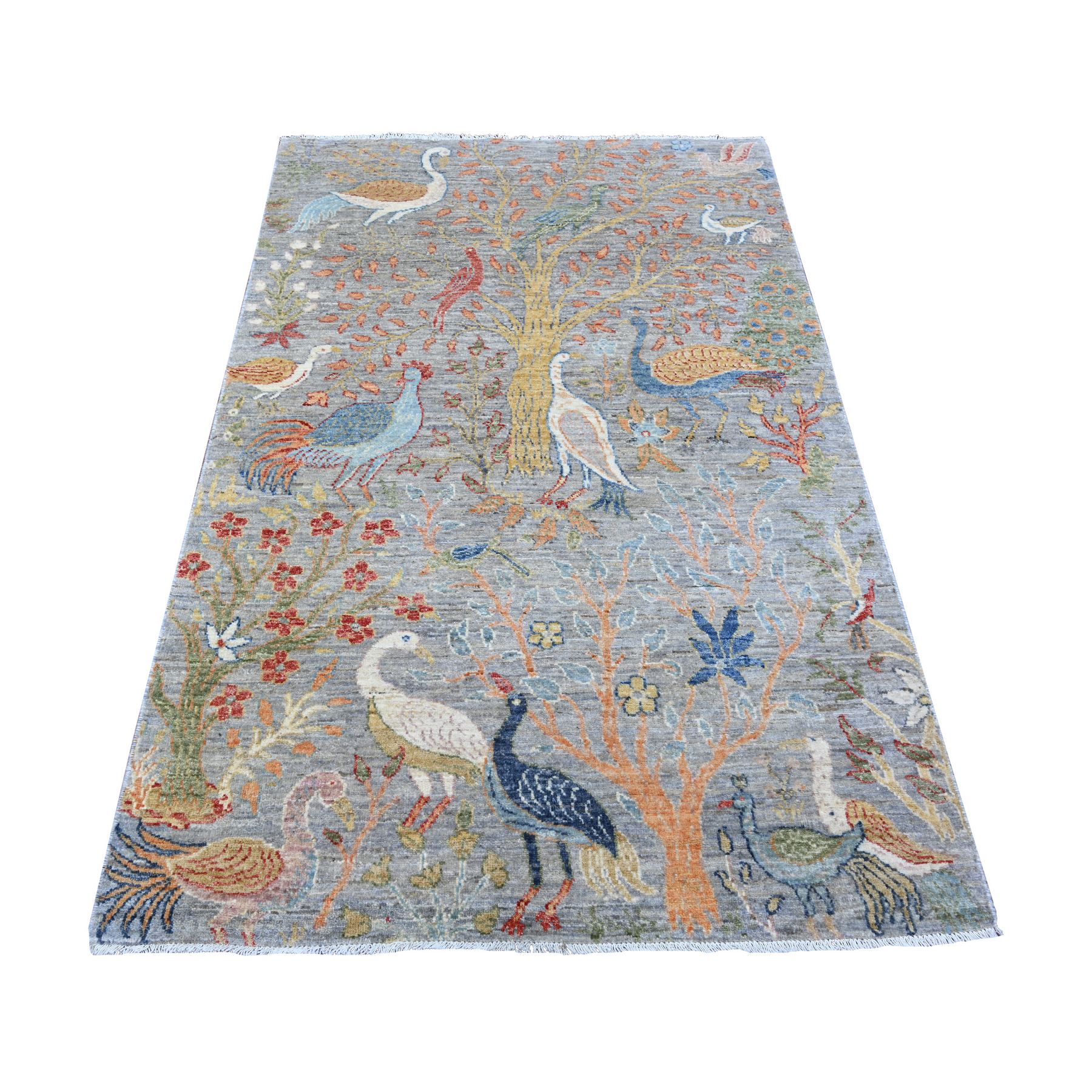 transitional Wool Hand-Knotted Area Rug 4'0