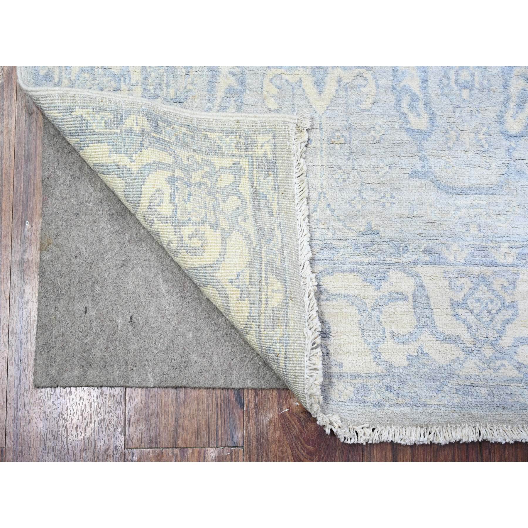 4'x6' Stone Blue, White Wash Peshawar, Organic Wool, Vegetables Dyes, Hand Knotted, Oriental Rug sh88423
