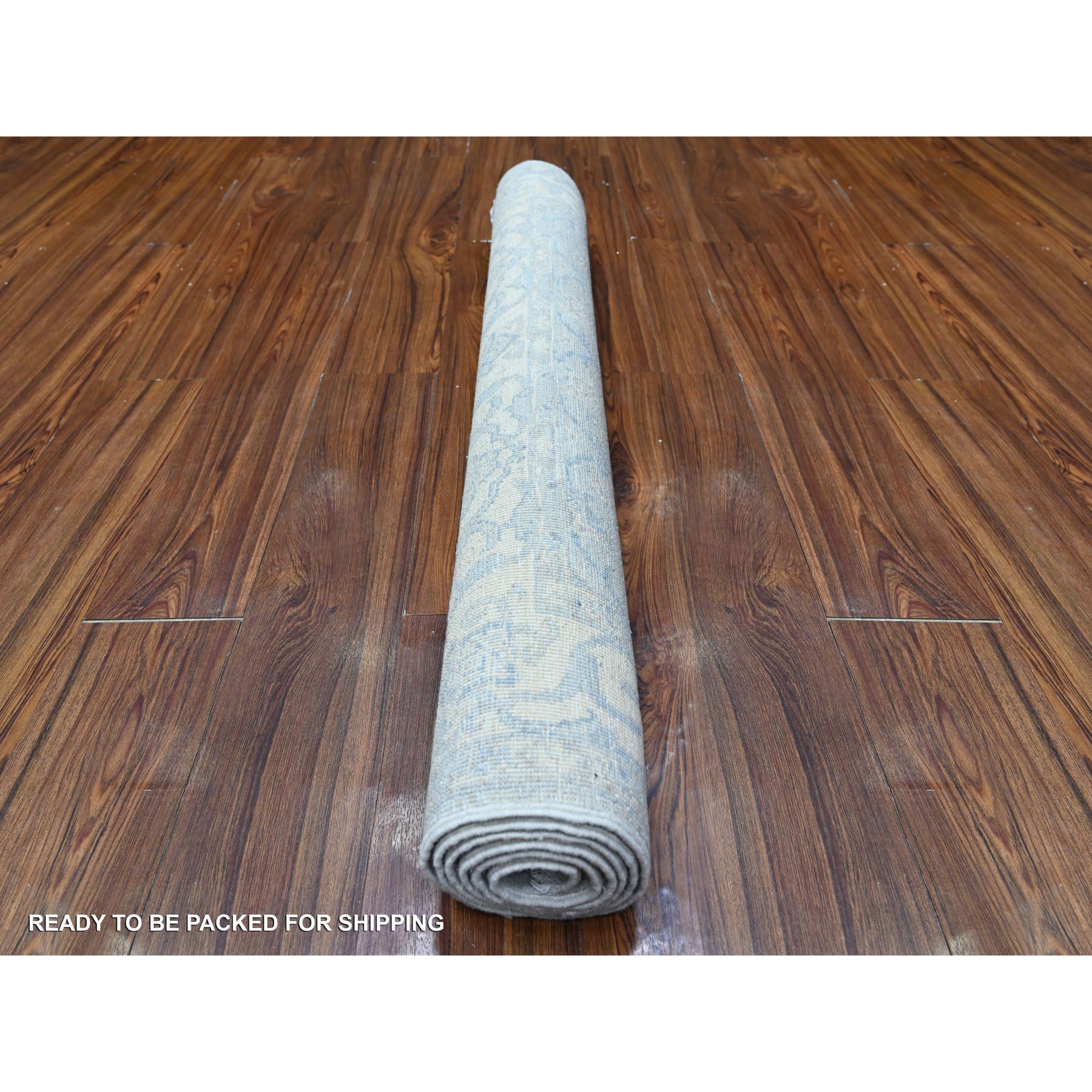 4'x6' Stone Blue, White Wash Peshawar, Organic Wool, Vegetables Dyes, Hand Knotted, Oriental Rug sh88423