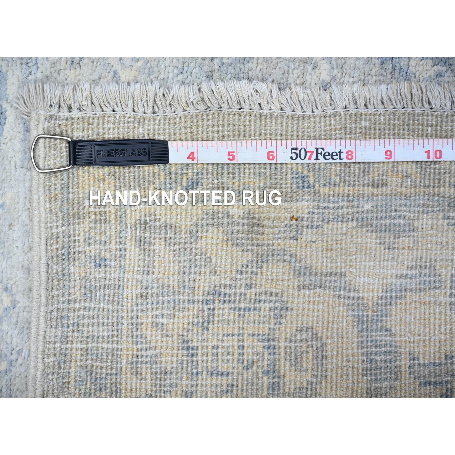 4'x6' Stone Blue, White Wash Peshawar, Organic Wool, Vegetables Dyes, Hand Knotted, Oriental Rug sh88423