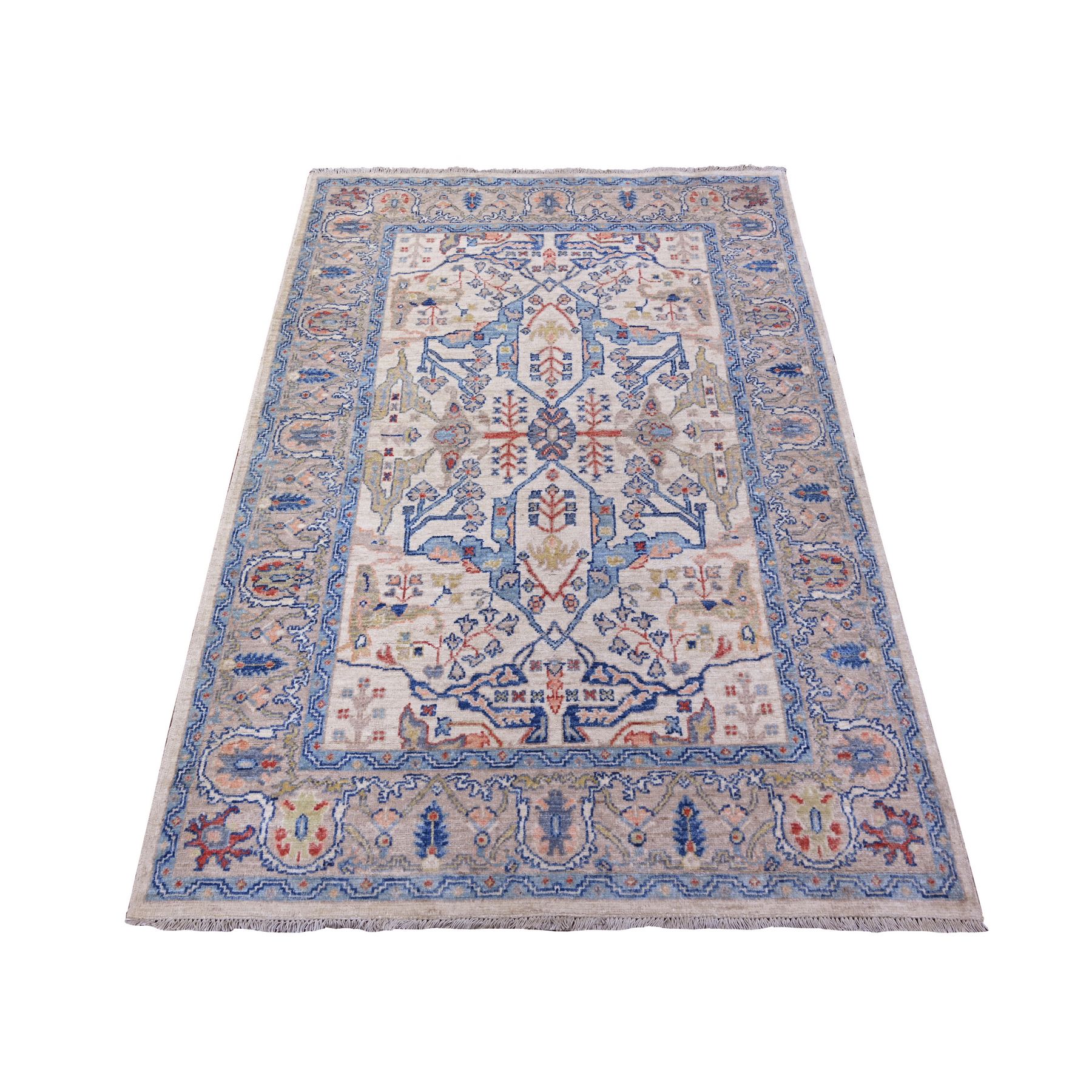 transitional Wool Hand-Knotted Area Rug 4'1