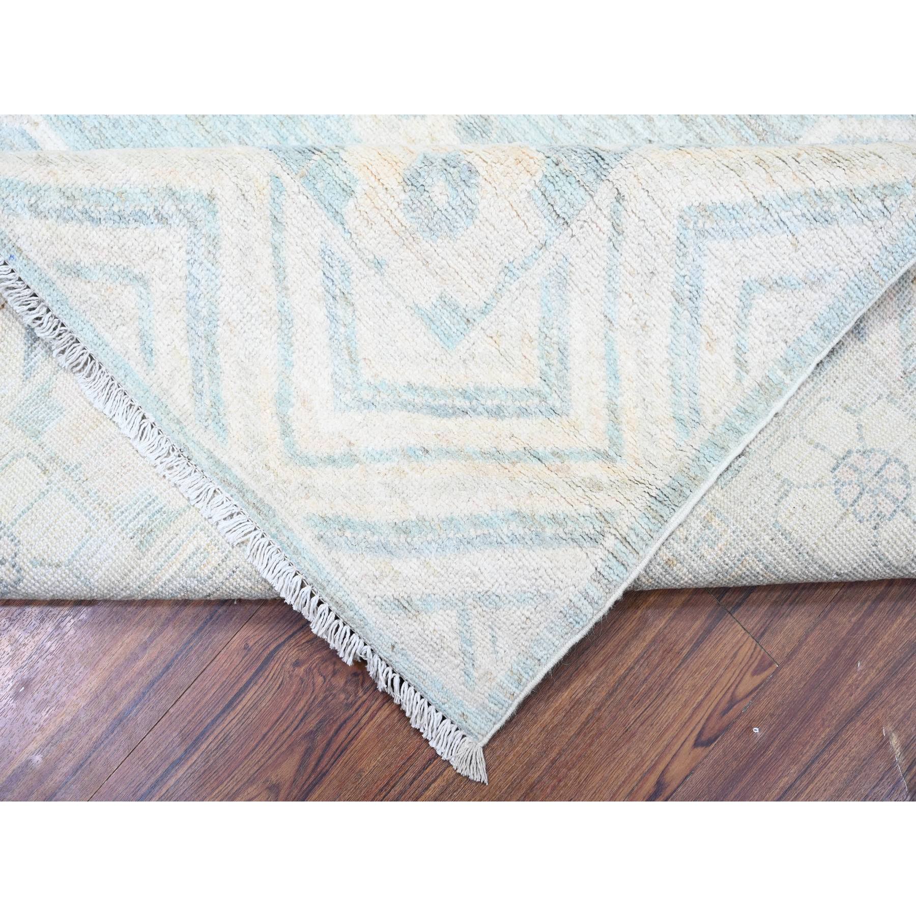 8'10"x11'3" Stone Blue, Washed Out Peshawar with Khotan Design, Hand Knotted, Natural Dyes, Pure Wool, Oriental Rug Sh88561