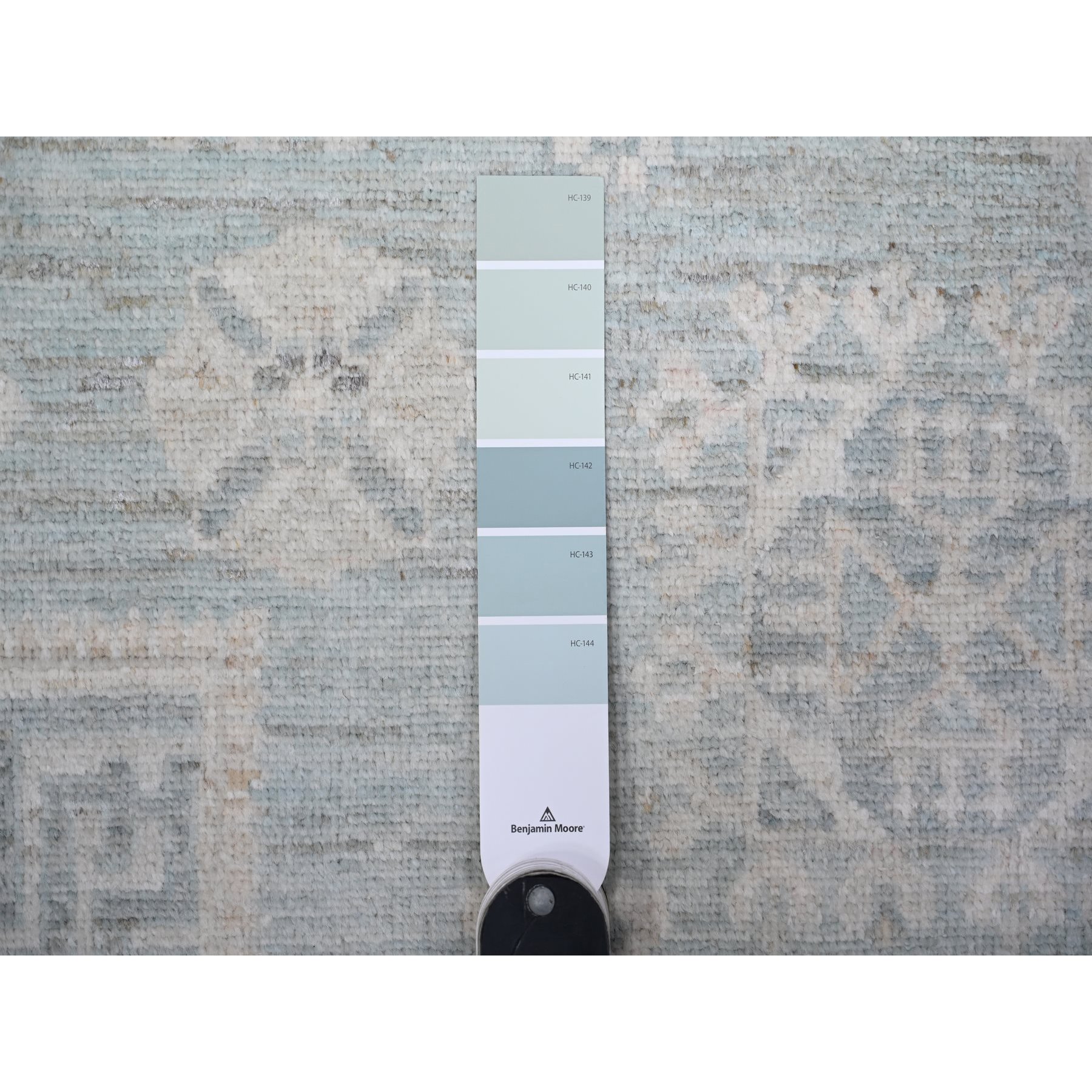8'10"x11'3" Stone Blue, Washed Out Peshawar with Khotan Design, Hand Knotted, Natural Dyes, Pure Wool, Oriental Rug Sh88561