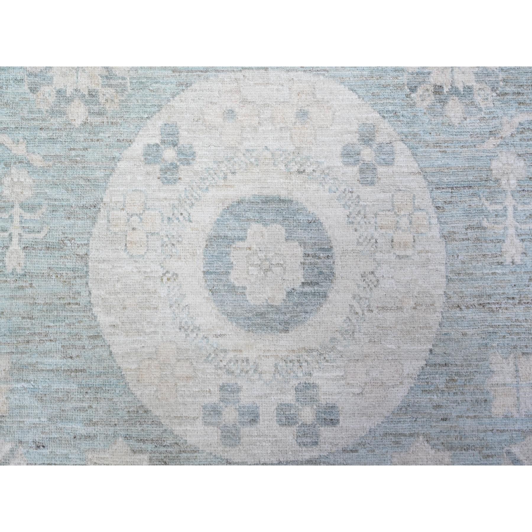 8'10"x11'3" Stone Blue, Washed Out Peshawar with Khotan Design, Hand Knotted, Natural Dyes, Pure Wool, Oriental Rug Sh88561