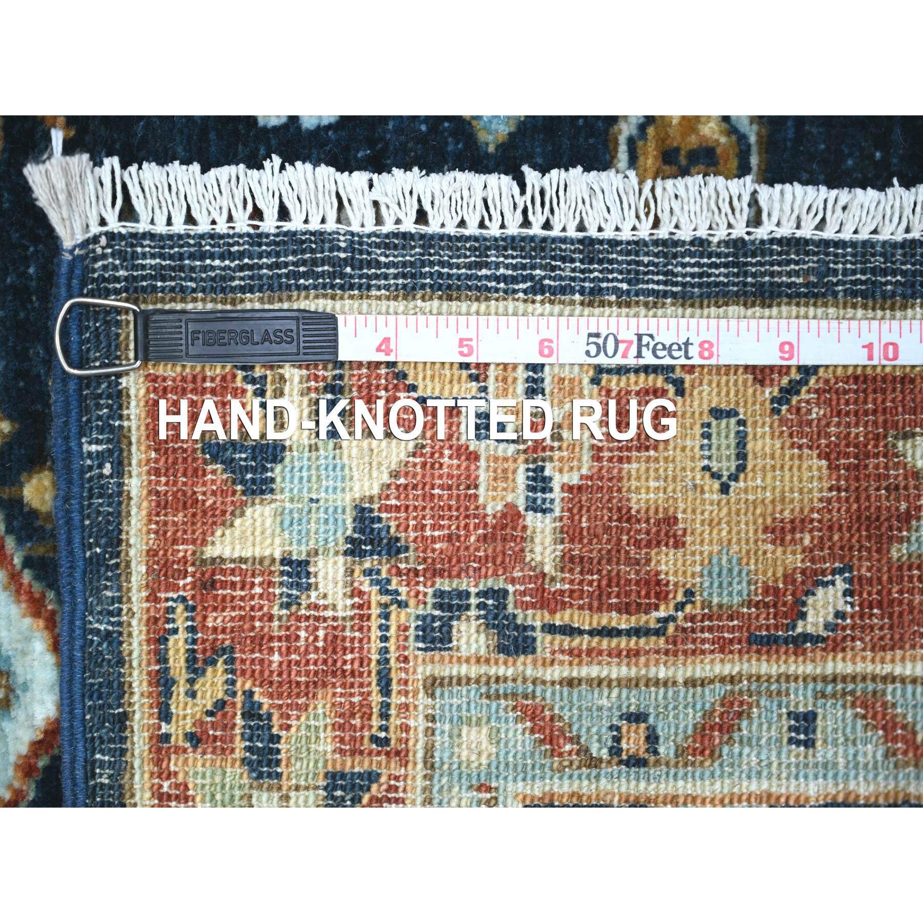 2'6"x6'1" Bdazzled Blue with Fire Brick Red Border, Fine Aryana, Karajeh Design, Luxorious Wool, Hand Knotted,  Runner Oriental Rug Sh88625