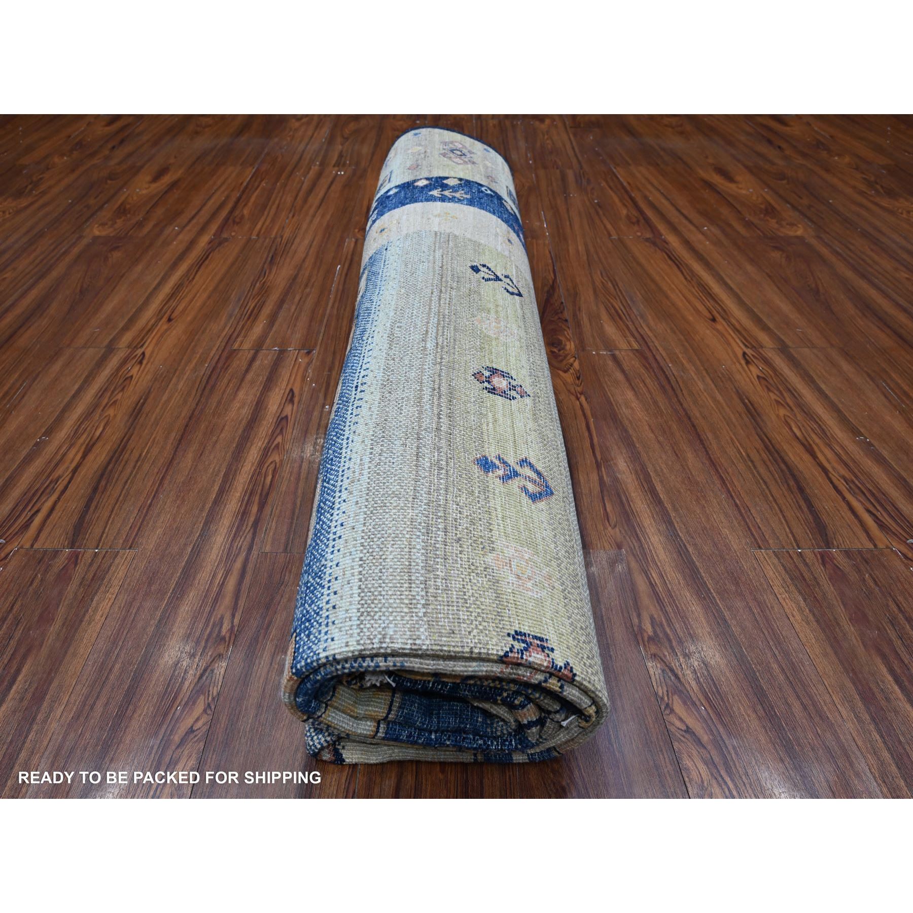 8'1"x9'9" Dark Sapphire Blue, Fine Kashkuli Gabbeh, Hand Knotted With Pure Wool, Natural Dyes With Small Animal Figurines, Oriental Rug Sh88869