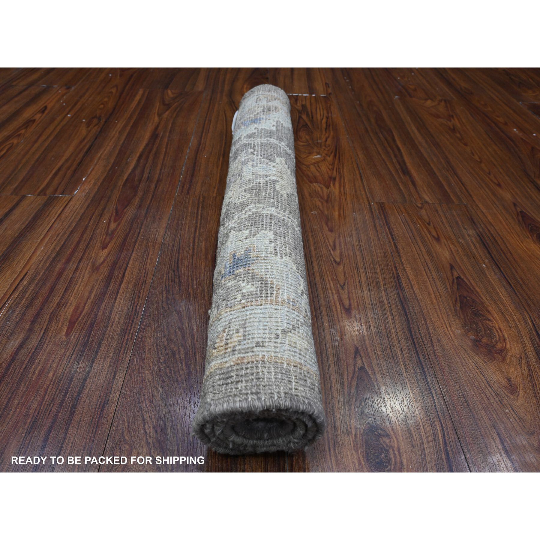 2'x3' Old Silver Gray, Natural Dyes, Hand Knotted, Wool Weft, Afghan Angora Oushak, Rural Motifs All Over Design, Oriental Mat Rug Sh89361